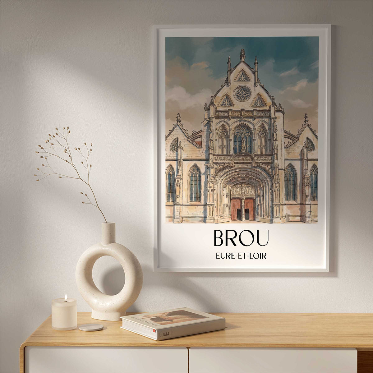 brou-eure-et-loir-frankreich-poster-aquarell