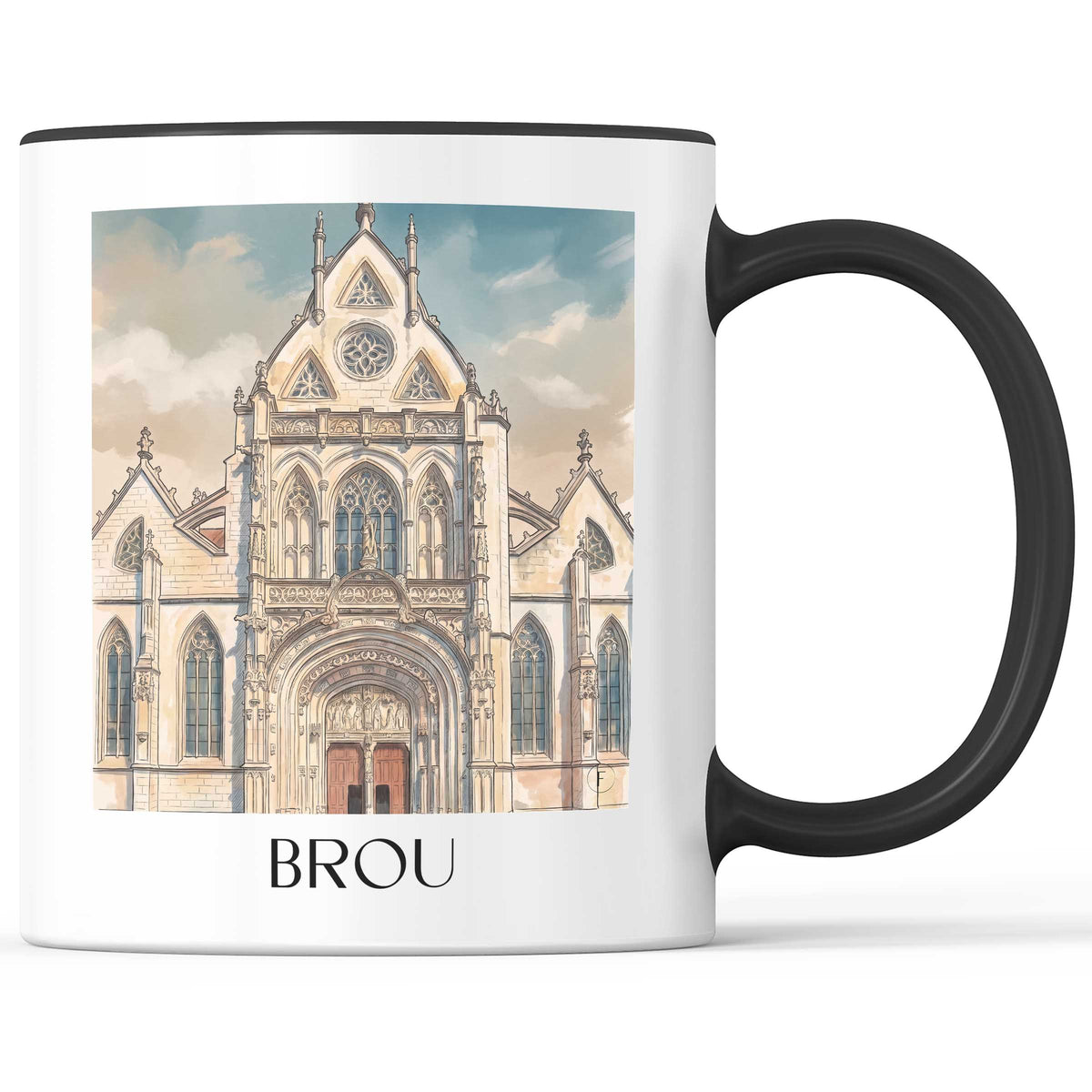 Brou Kaffeebecher - Eure-et-Loir - Frankreich Becher - Kaffeetasse im Aquarell Stil