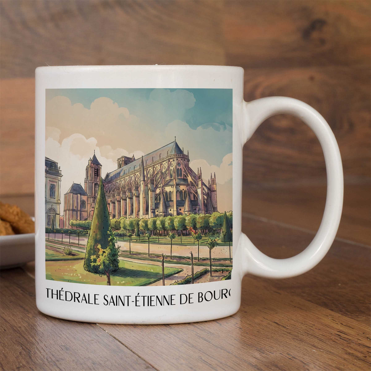cathédrale-saint-étienne-bourges-frankreich-kaffeebecher-aquarell
