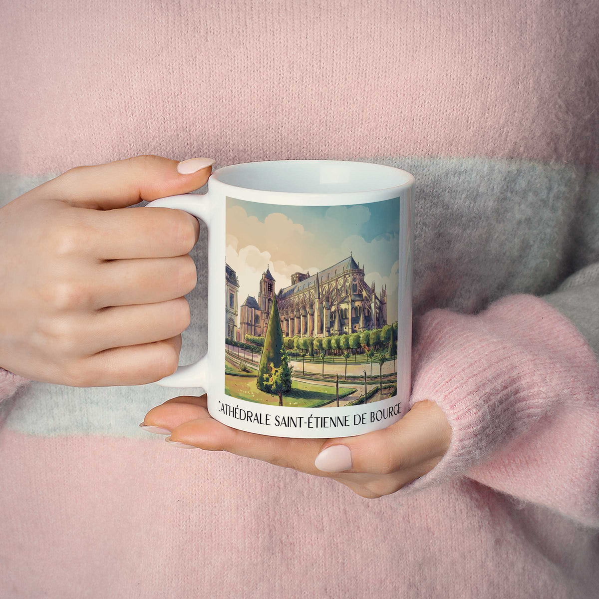 cathédrale-saint-étienne-bourges-frankreich-kaffeebecher-aquarell