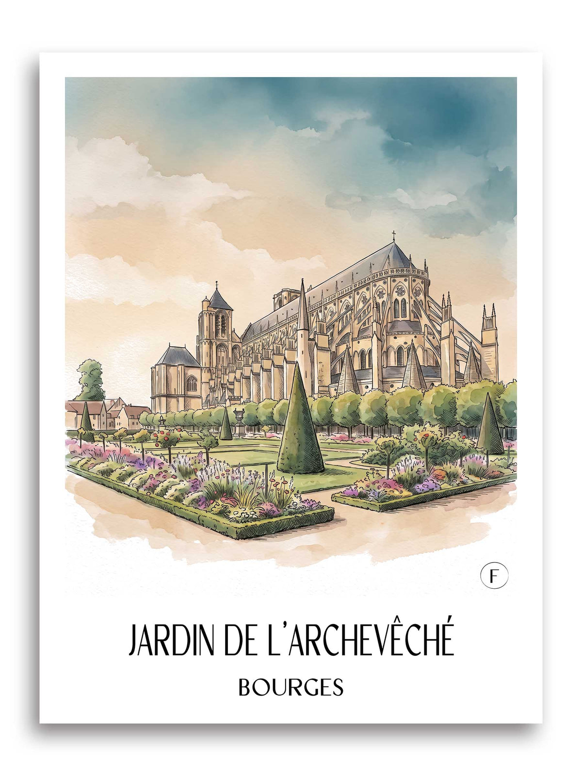jardin-de-l'archevêché-bourges-frankreich-poster-aquarell