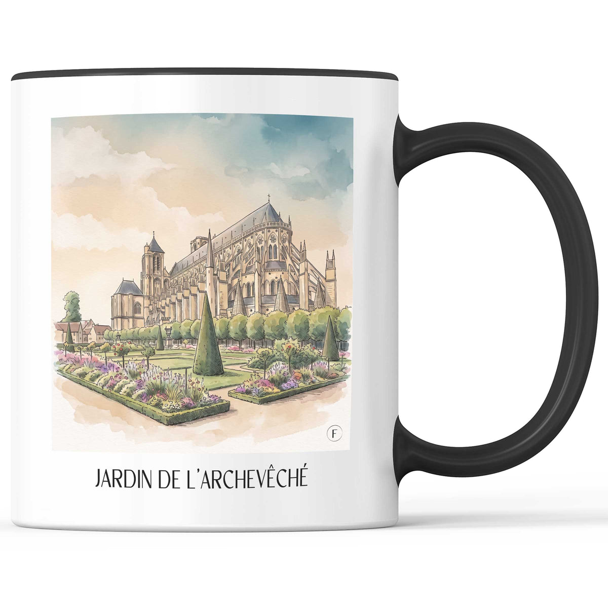 Jardin de l'Archevêché Kaffeebecher - Bourges - Frankreich Becher - Kaffeetasse im Aquarell Stil
