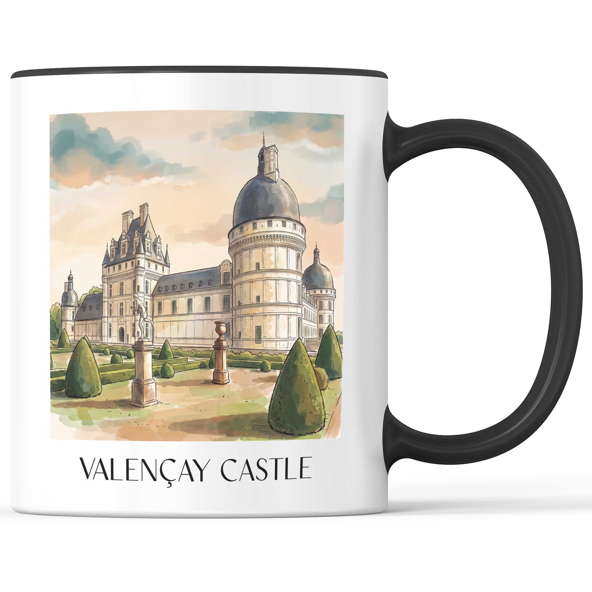 Château de Valençay Kaffeebecher - Val de Loire - Frankreich Becher - Kaffeetasse im Aquarell Stil