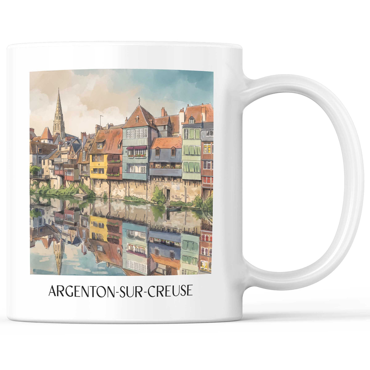 Argenton-sur-Creuse Kaffeebecher - Vallée de la Creuse - Frankreich Becher - Kaffeetasse im Aquarell Stil
