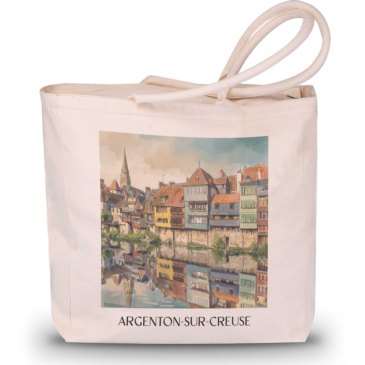 Argenton-sur-Creuse Shopping Tasche - Vallée de la Creuse - Frankreich Tote Bag - Einkaufstasche im Aquarell Stil