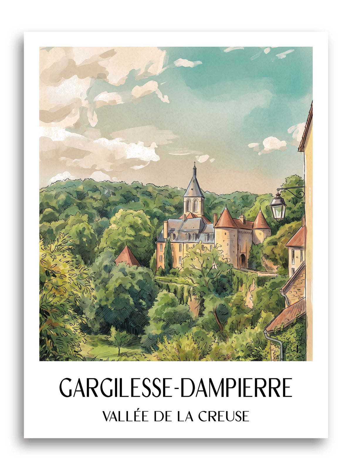 gargilesse-dampierre-vallée-de-la-creuse-frankreich-poster-aquarell