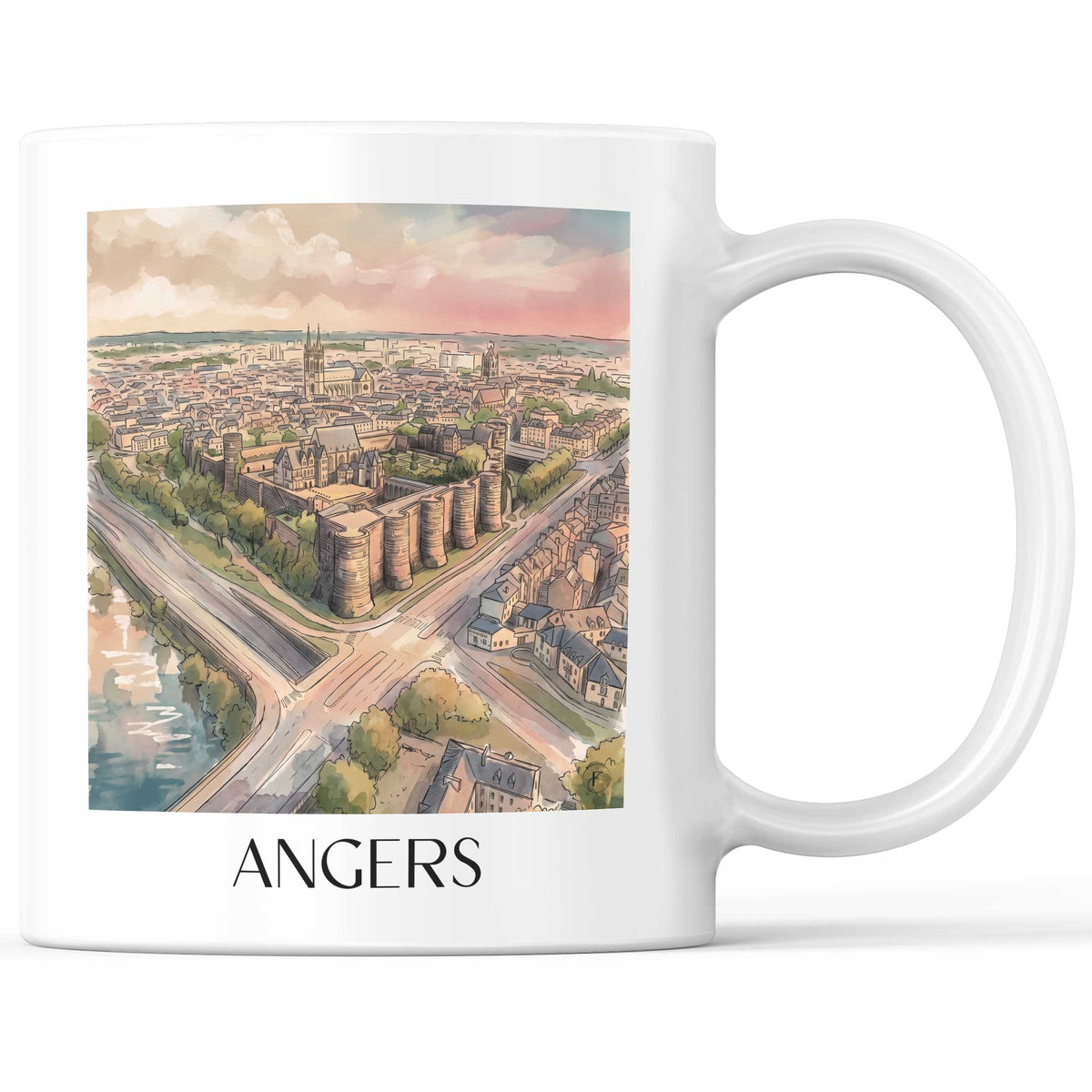 Angers Kaffeebecher - Val de Loire - Frankreich Becher - Kaffeetasse im Aquarell Stil