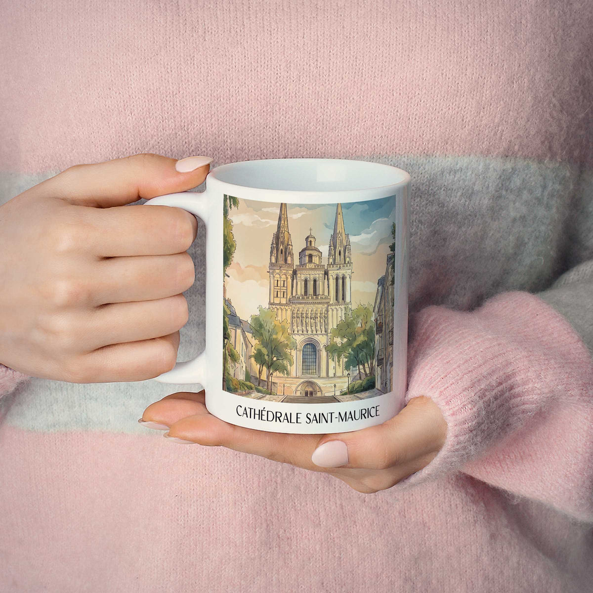 cathédrale-saint-maurice-angers-frankreich-kaffeebecher-aquarell