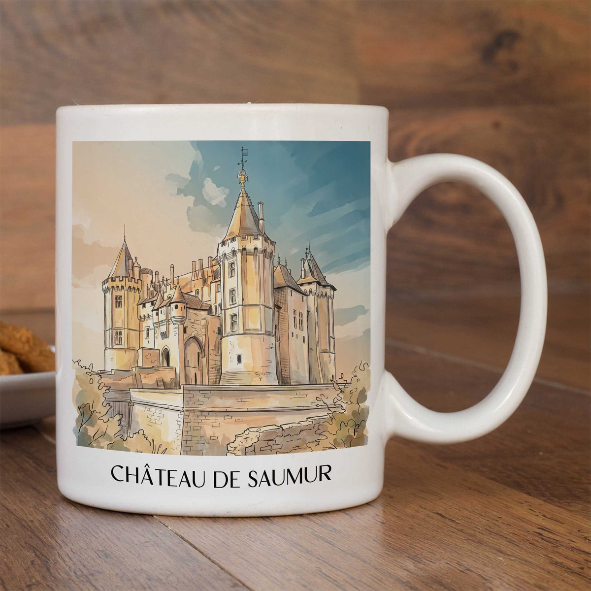 château-de-saumur-val-de-loire-frankreich-kaffeebecher-aquarell