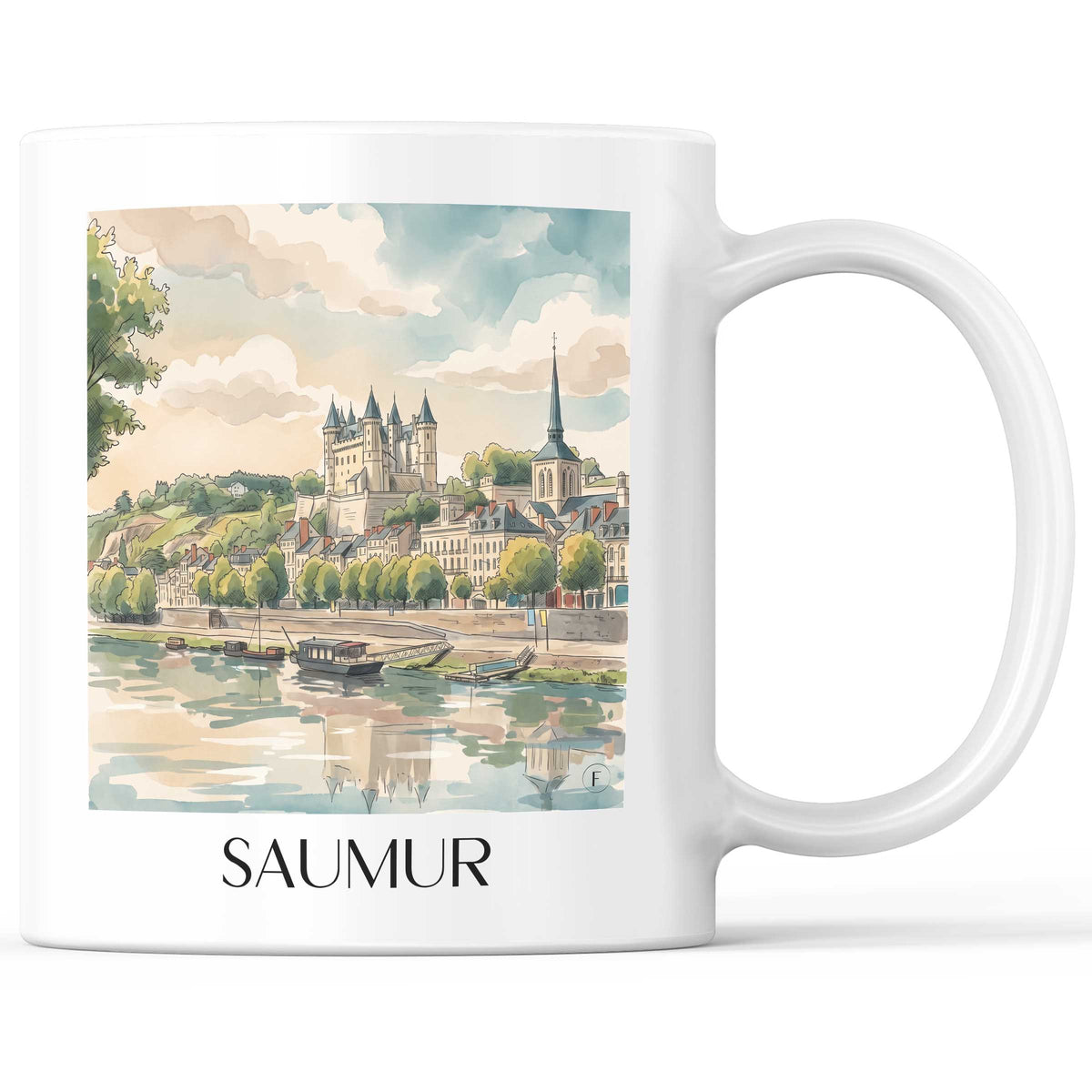 Saumur Kaffeebecher - Val de Loire - Frankreich Becher - Kaffeetasse im Aquarell Stil