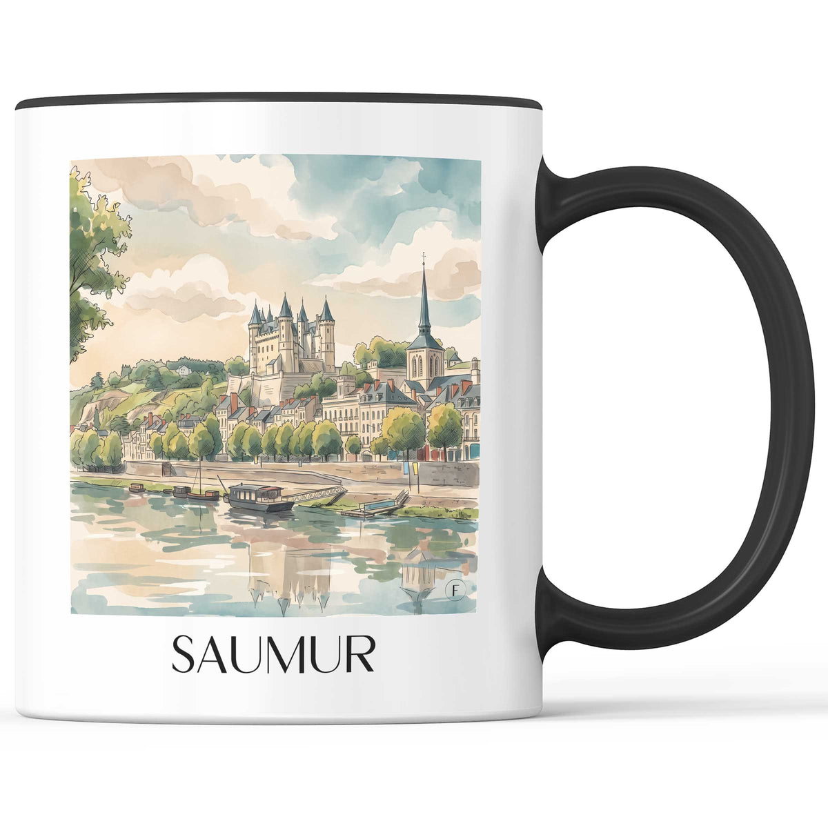 Saumur Kaffeebecher - Val de Loire - Frankreich Becher - Kaffeetasse im Aquarell Stil