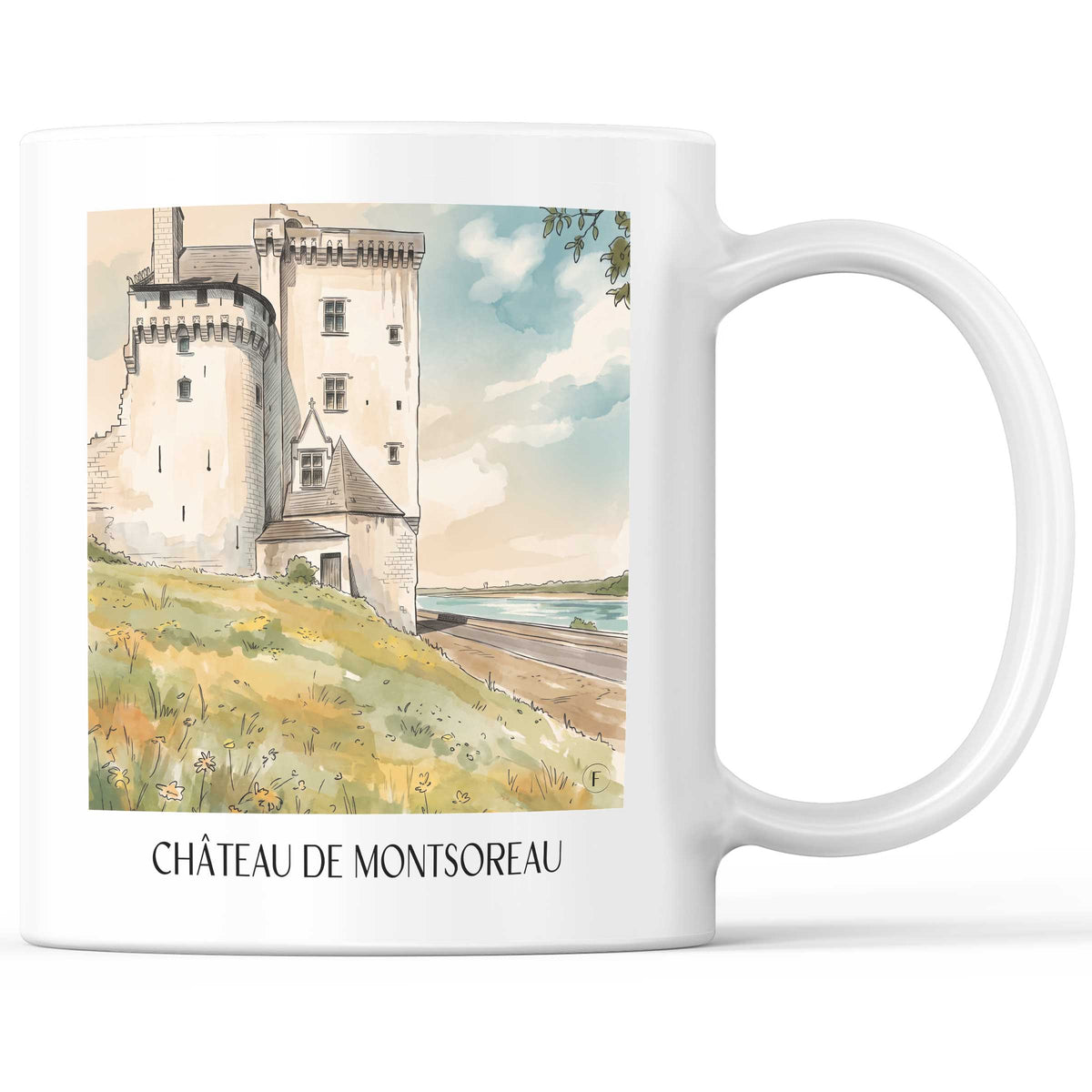 Château de Montsoreau Kaffeebecher - Val de Loire - Frankreich Becher - Kaffeetasse im Aquarell Stil