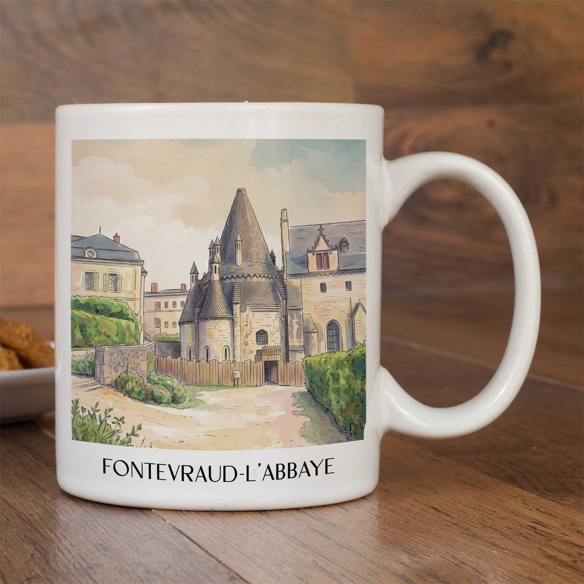 fontevraud-l'abbaye-val-de-loire-frankreich-kaffeebecher-aquarell