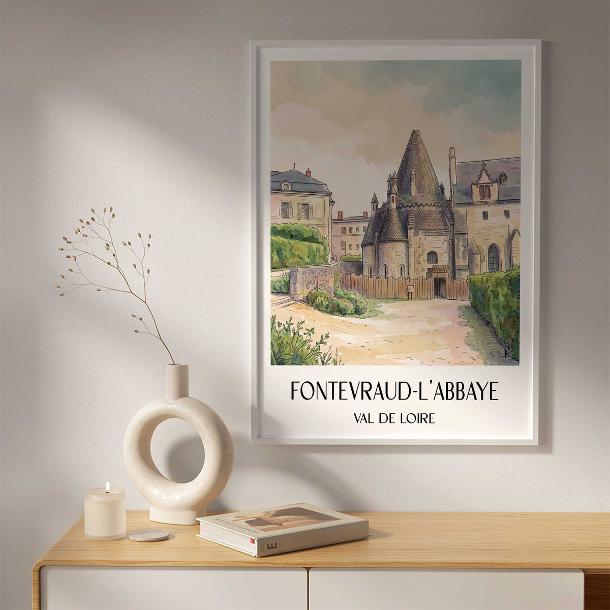 fontevraud-l'abbaye-val-de-loire-frankreich-poster-aquarell