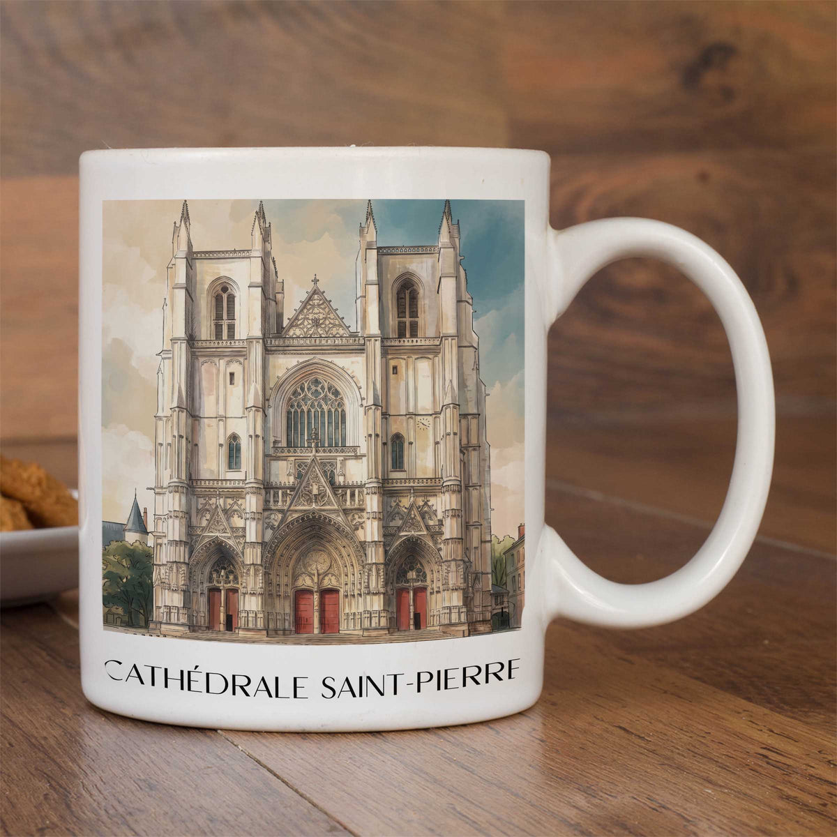 cathédrale-saint-pierre-nantes-frankreich-kaffeebecher-aquarell