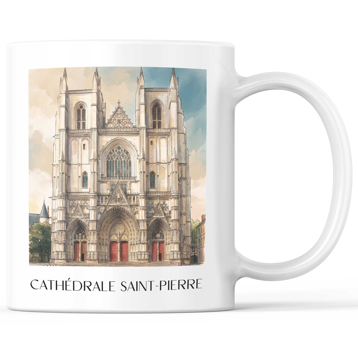 Cathédrale Saint-Pierre Kaffeebecher - Nantes - Frankreich Becher - Kaffeetasse im Aquarell Stil