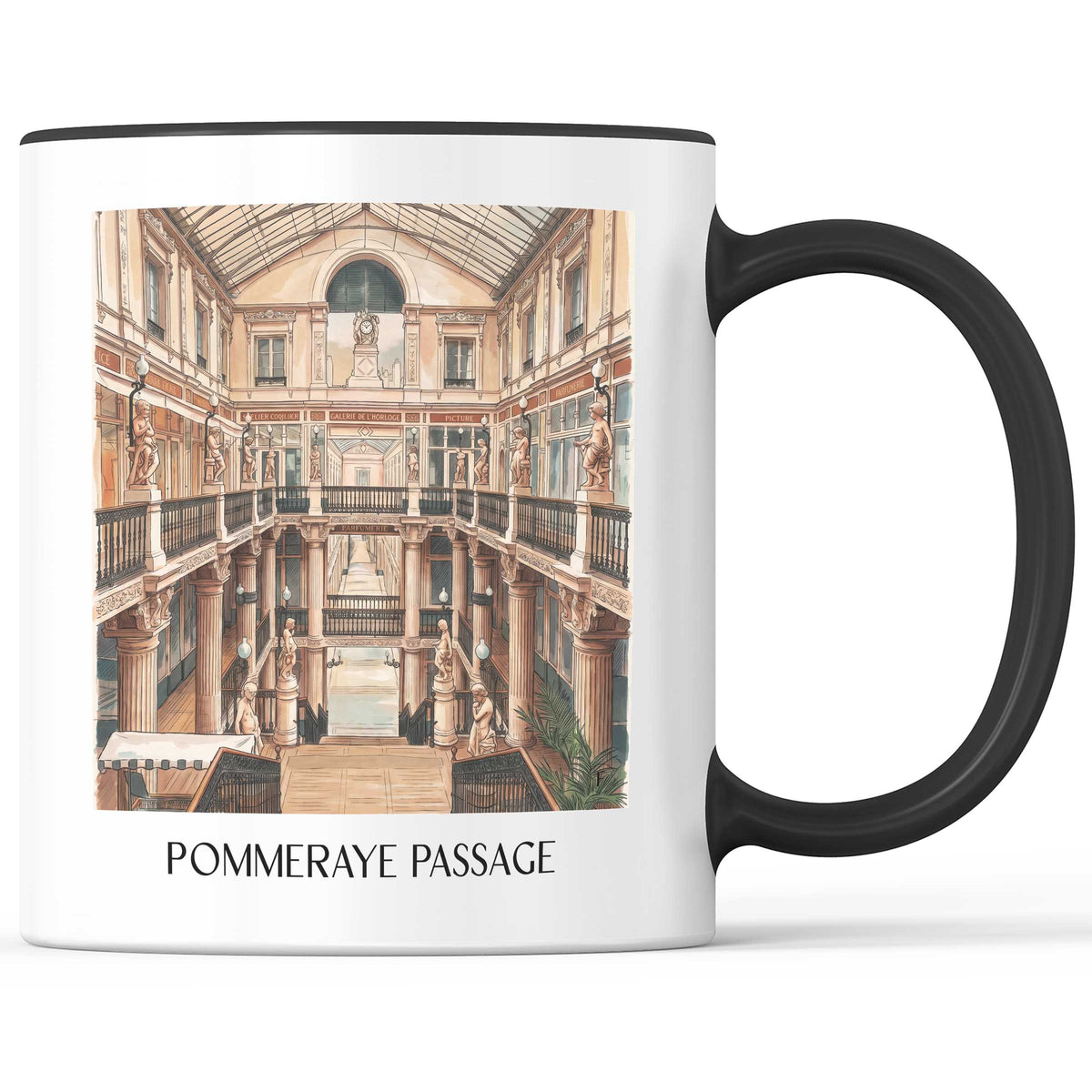 Passage Pommeraye Kaffeebecher - Nantes - Frankreich Becher - Kaffeetasse im Aquarell Stil