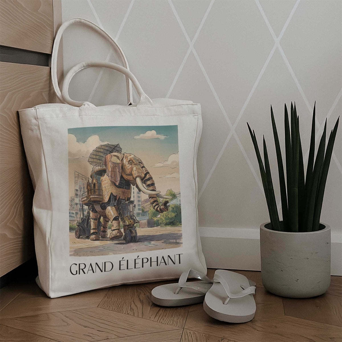 grand-éléphant-nantes-frankreich-einkaufstasche-aquarell