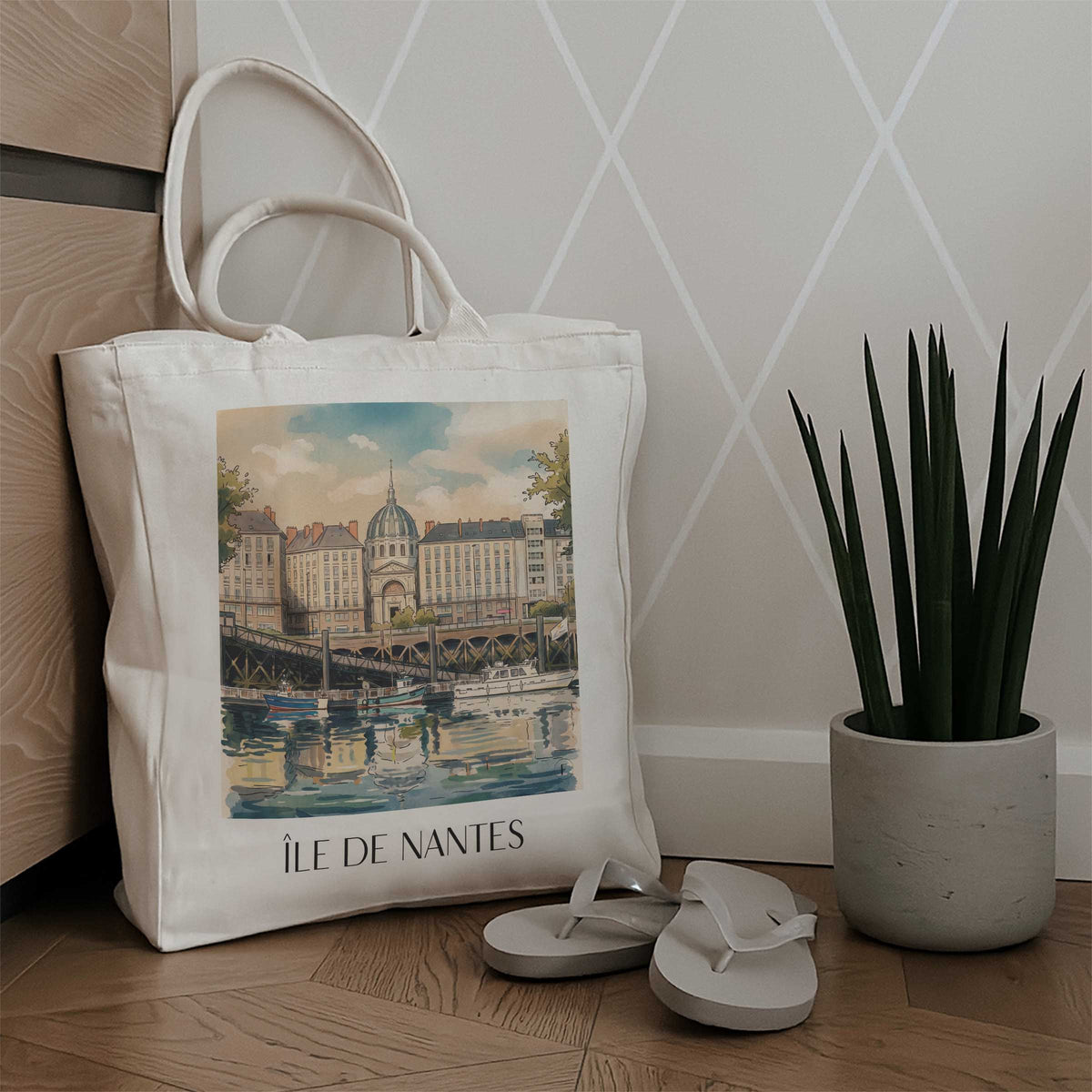 île-de-nantes-pays-de-la-loire-frankreich-einkaufstasche-aquarell