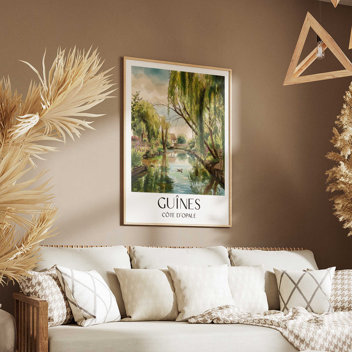 guînes-côte-d'opale-frankreich-poster-aquarell