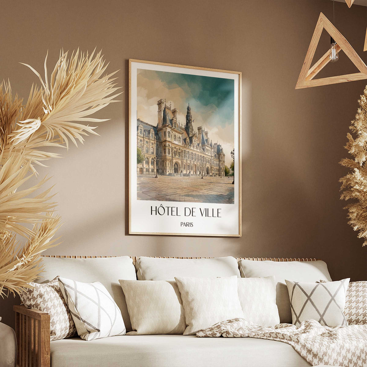 hôtel-de-ville-paris-frankreich-poster-aquarell