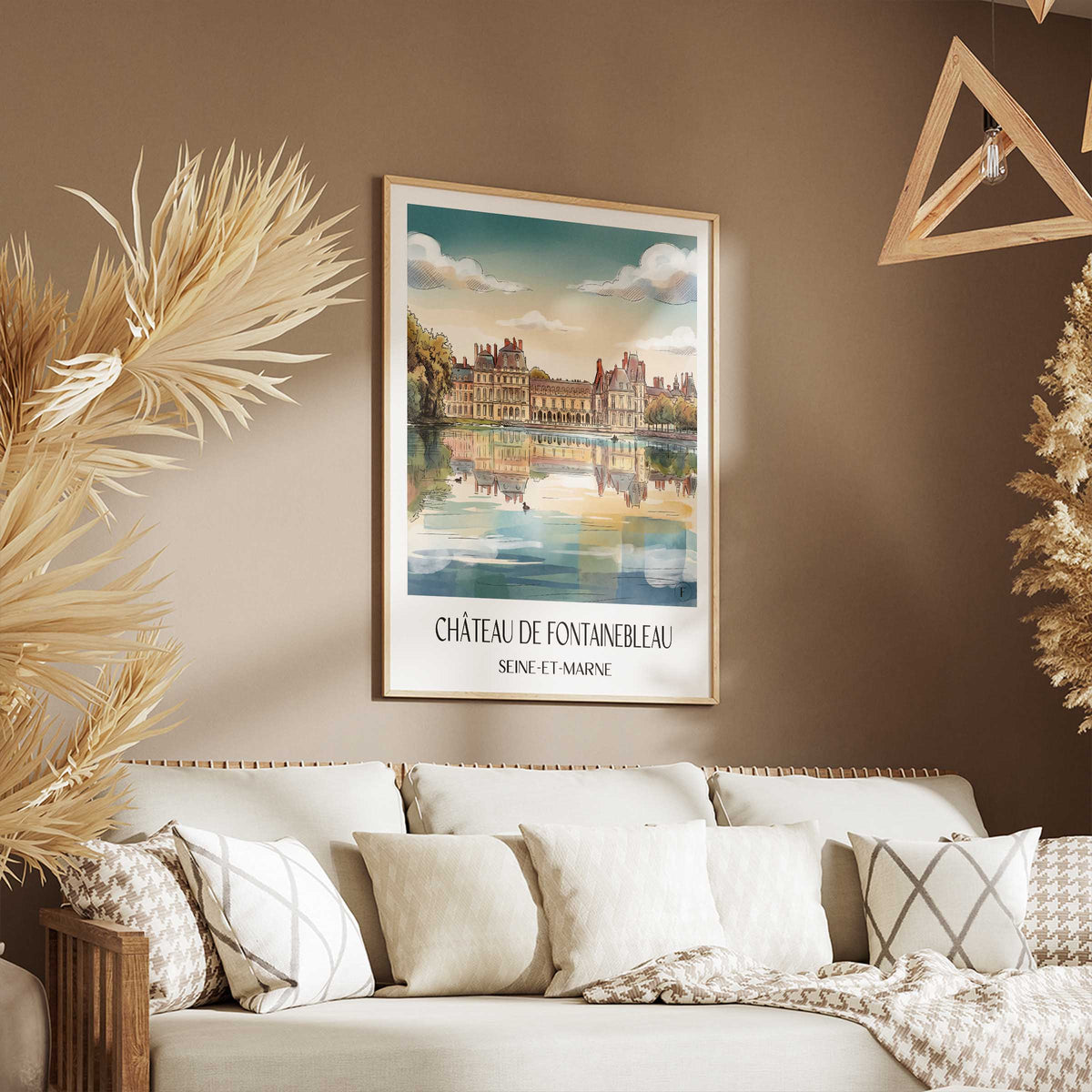 château-de-fontainebleau-seine-et-marne-frankreich-poster-aquarell