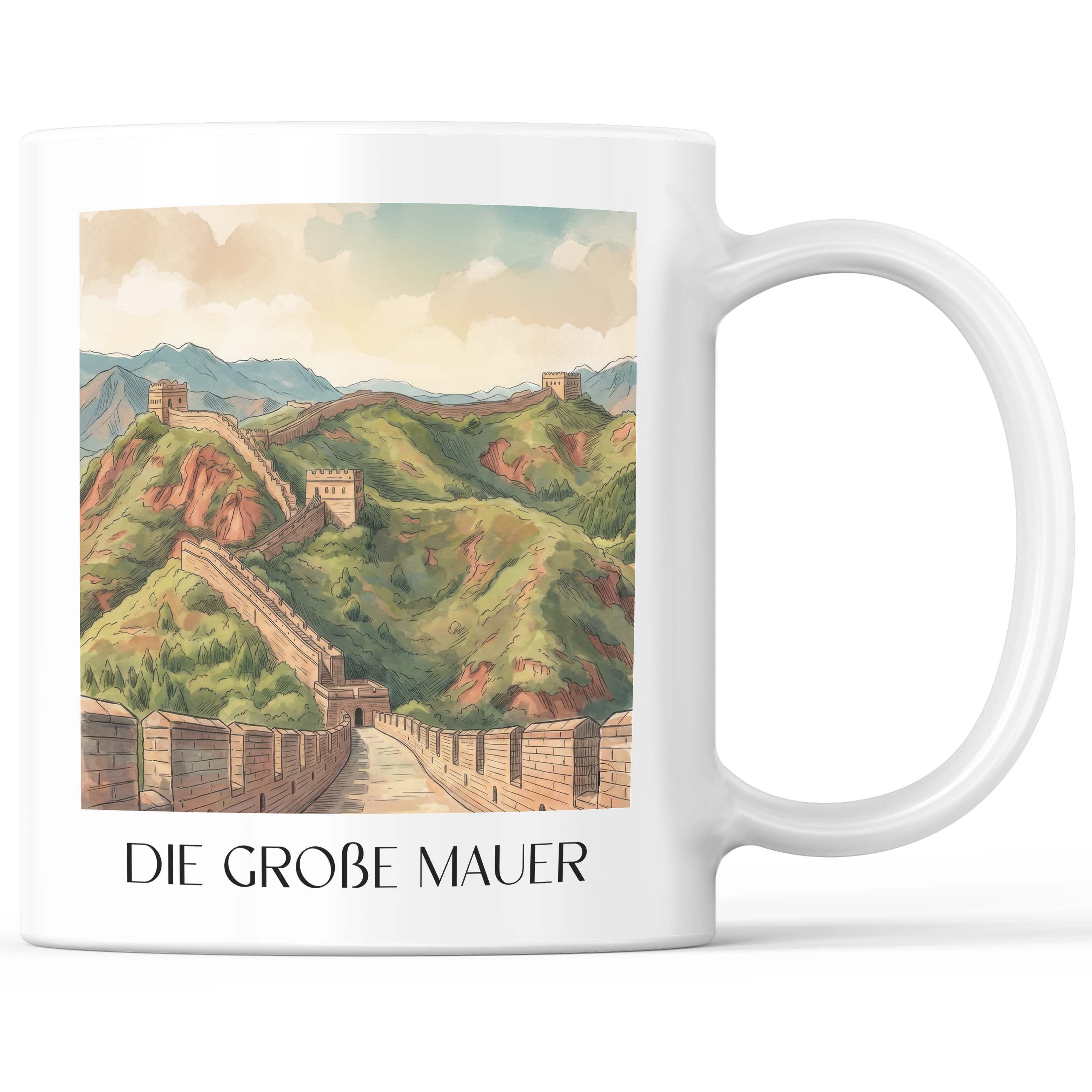 die große Mauer - China Becher - Kaffeetasse im Aquarell Stil - favplace