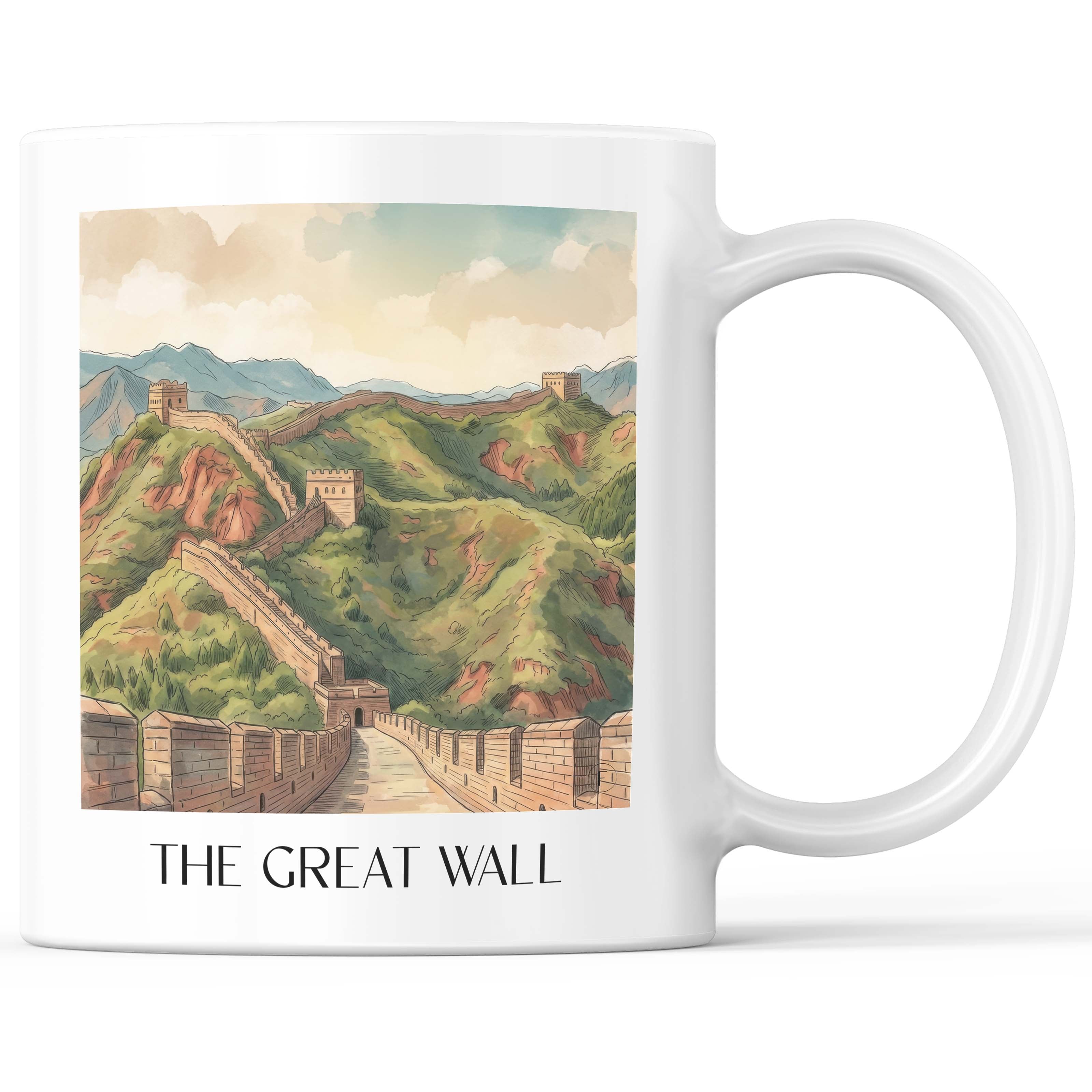 die große Mauer - China Becher - Kaffeetasse im Aquarell Stil - favplace