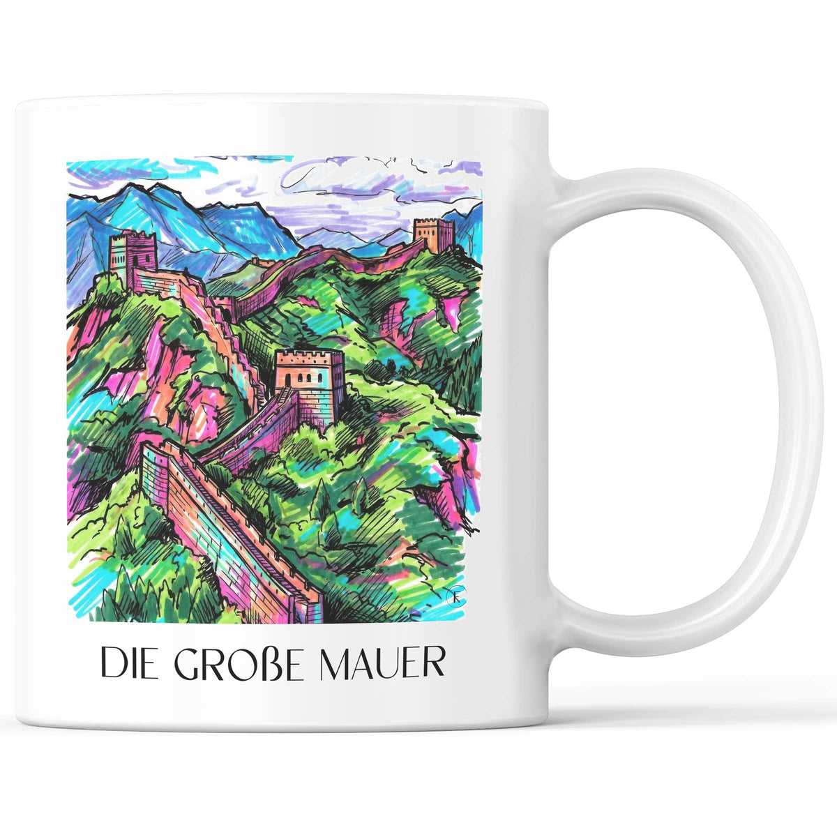 die große Mauer - China Becher - Kaffeetasse im Tag Graffiti Stil - favplace