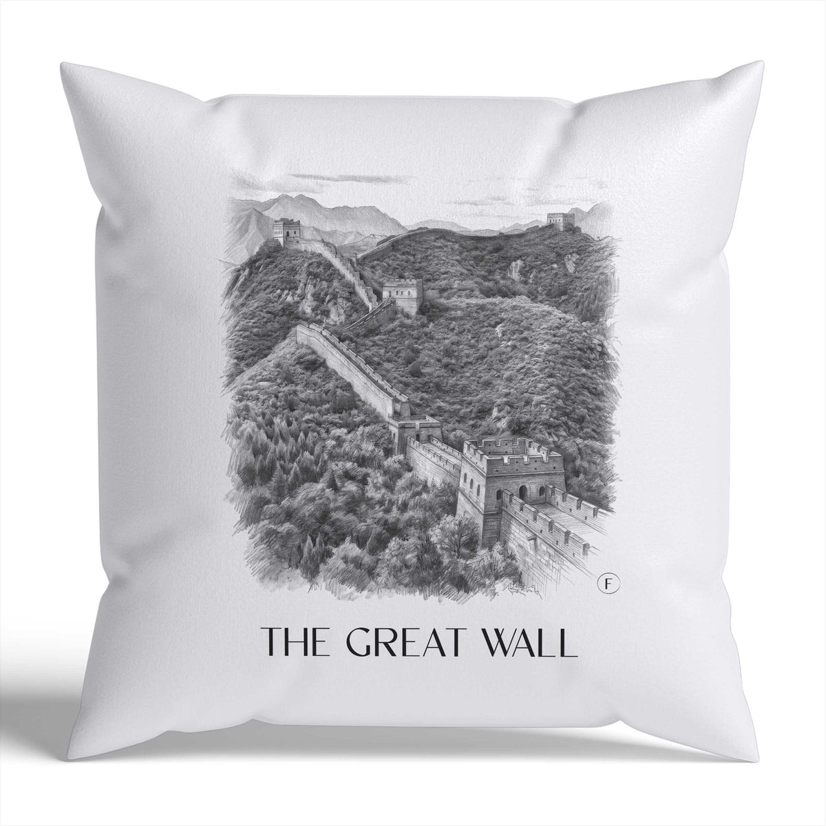 die große Mauer Kissenhülle - Zierkissen Bezug - China - China Kissen bzw. Kissenbezug im Zeichnung Stil - favplace
