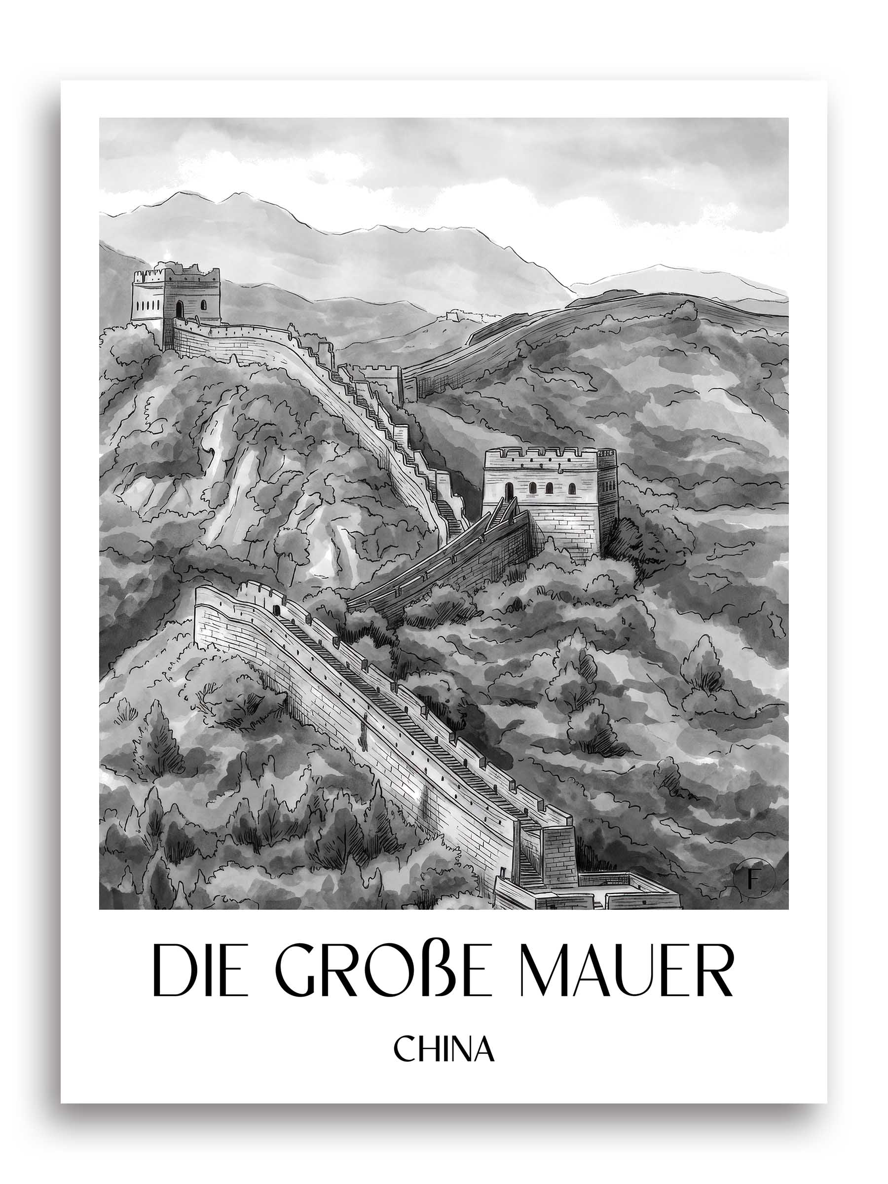 die-große-mauer-china-poster-aquarell-schwarz-weiss
