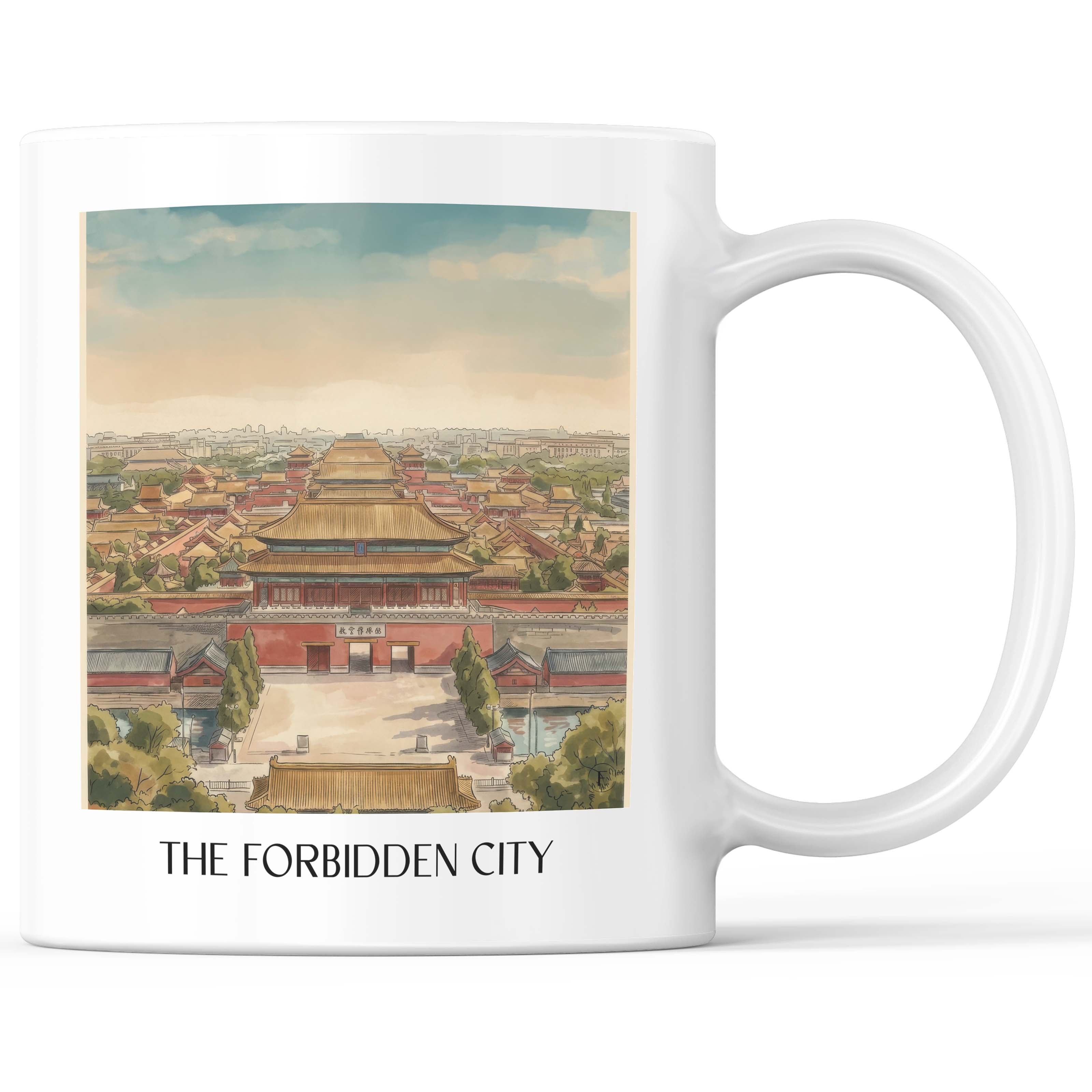 die verbotene Stadt - China Becher - Kaffeetasse im Aquarell Stil - favplace