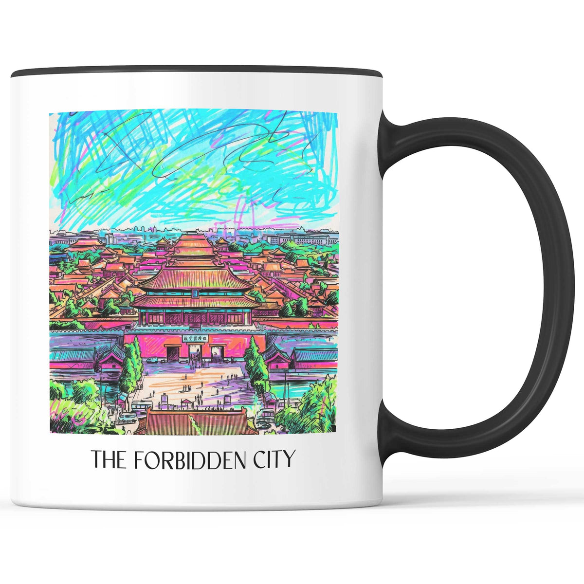 die verbotene Stadt - China Becher - Kaffeetasse im Tag Graffiti Stil - favplace