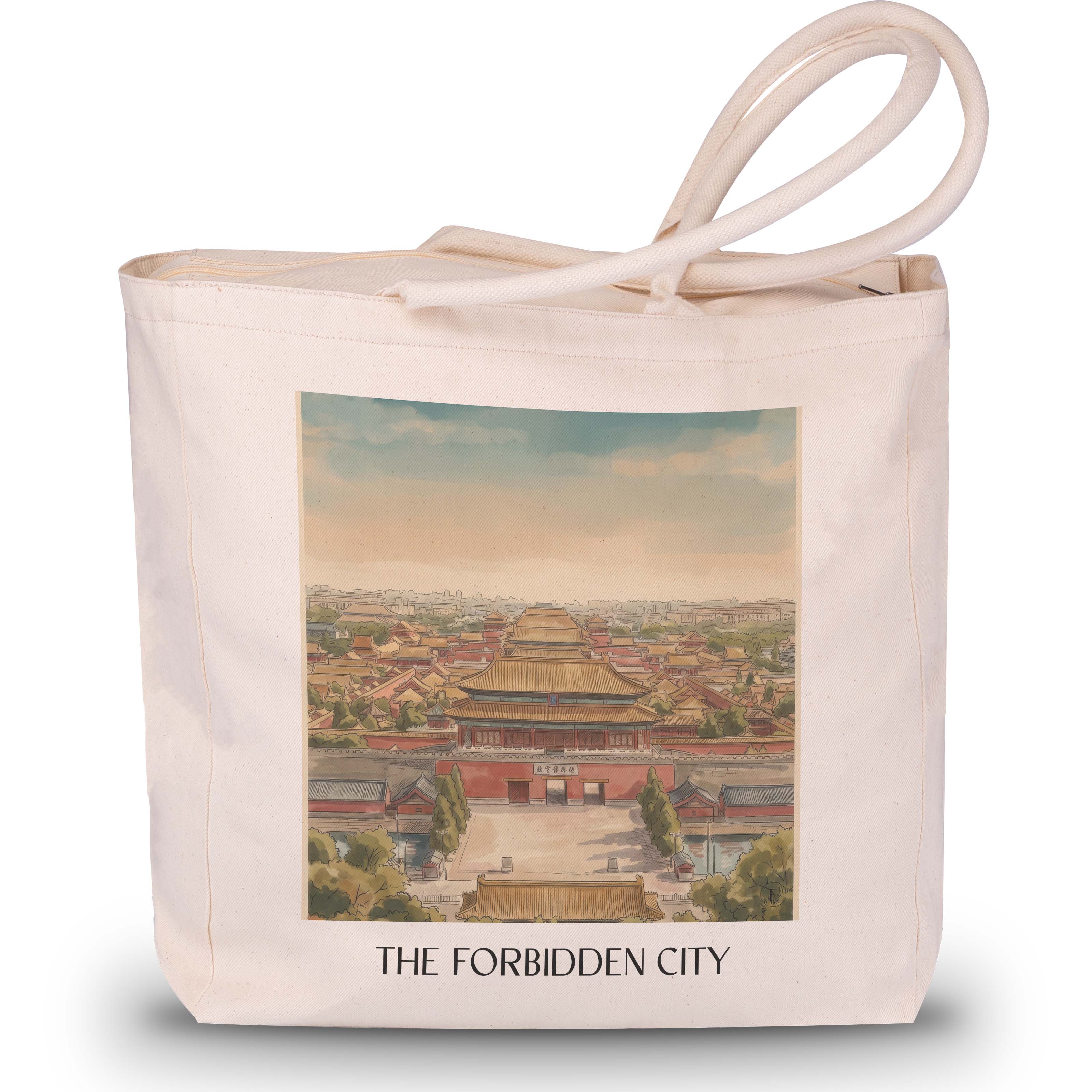 die verbotene Stadt - China Tote Bag - Einkaufstasche im Aquarell Stil - favplace