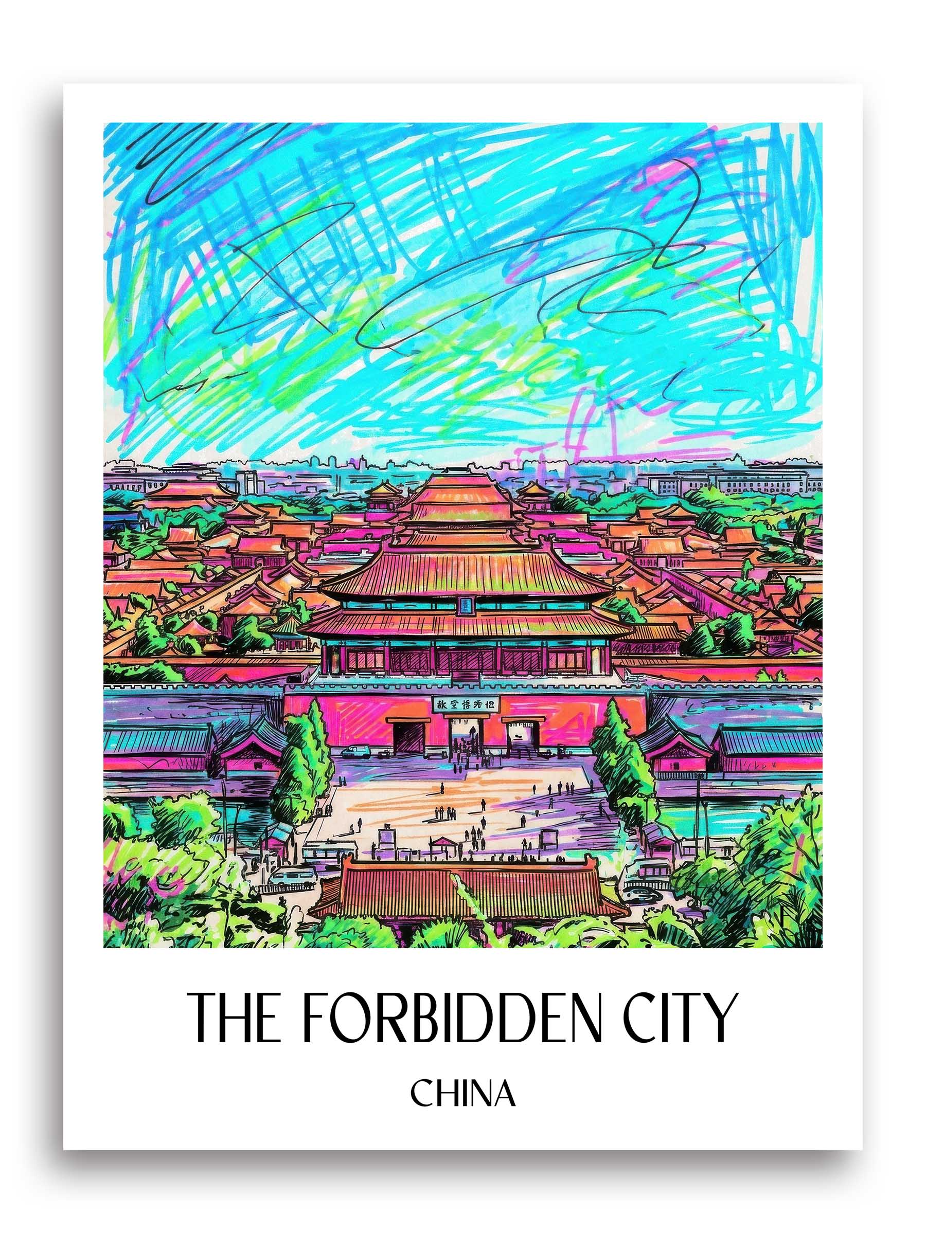 die verbotene Stadt Poster - - China Kunstdruck - Tag Graffiti von A4 bis A1 - favplace