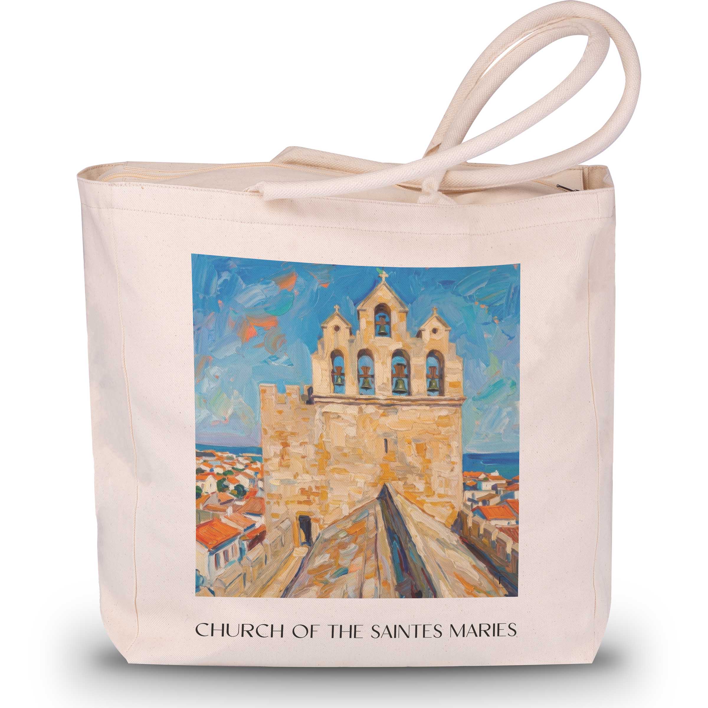 Église des Saintes-Maries Shopping Tasche - Saintes-Maries-de-la-Mer - Frankreich Tote Bag - Einkaufstasche im Ölgemälde Stil - favplace