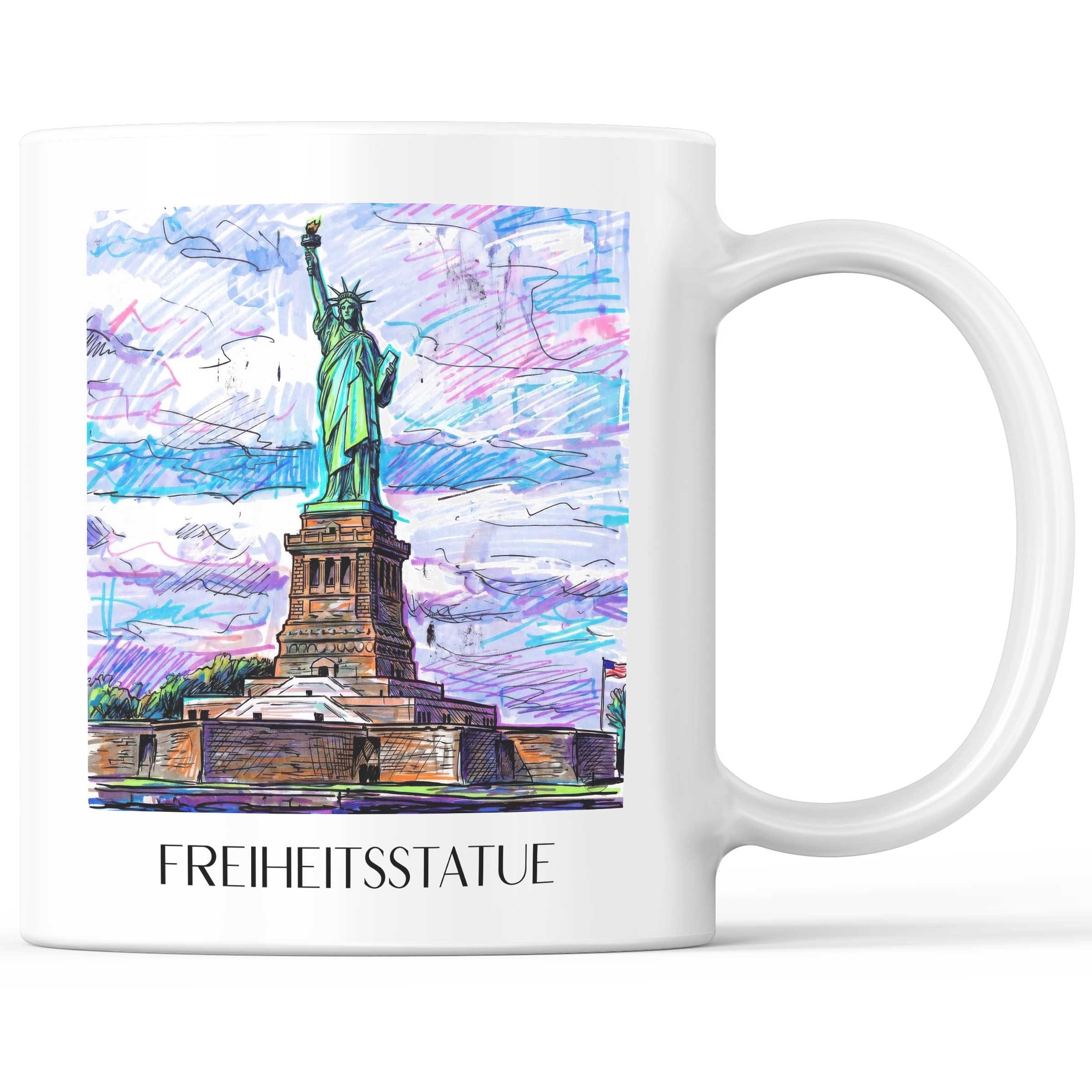 Freiheitsstatue Kaffeebecher - New York City - USA Becher - Kaffeetasse im Tag Graffiti Stil
