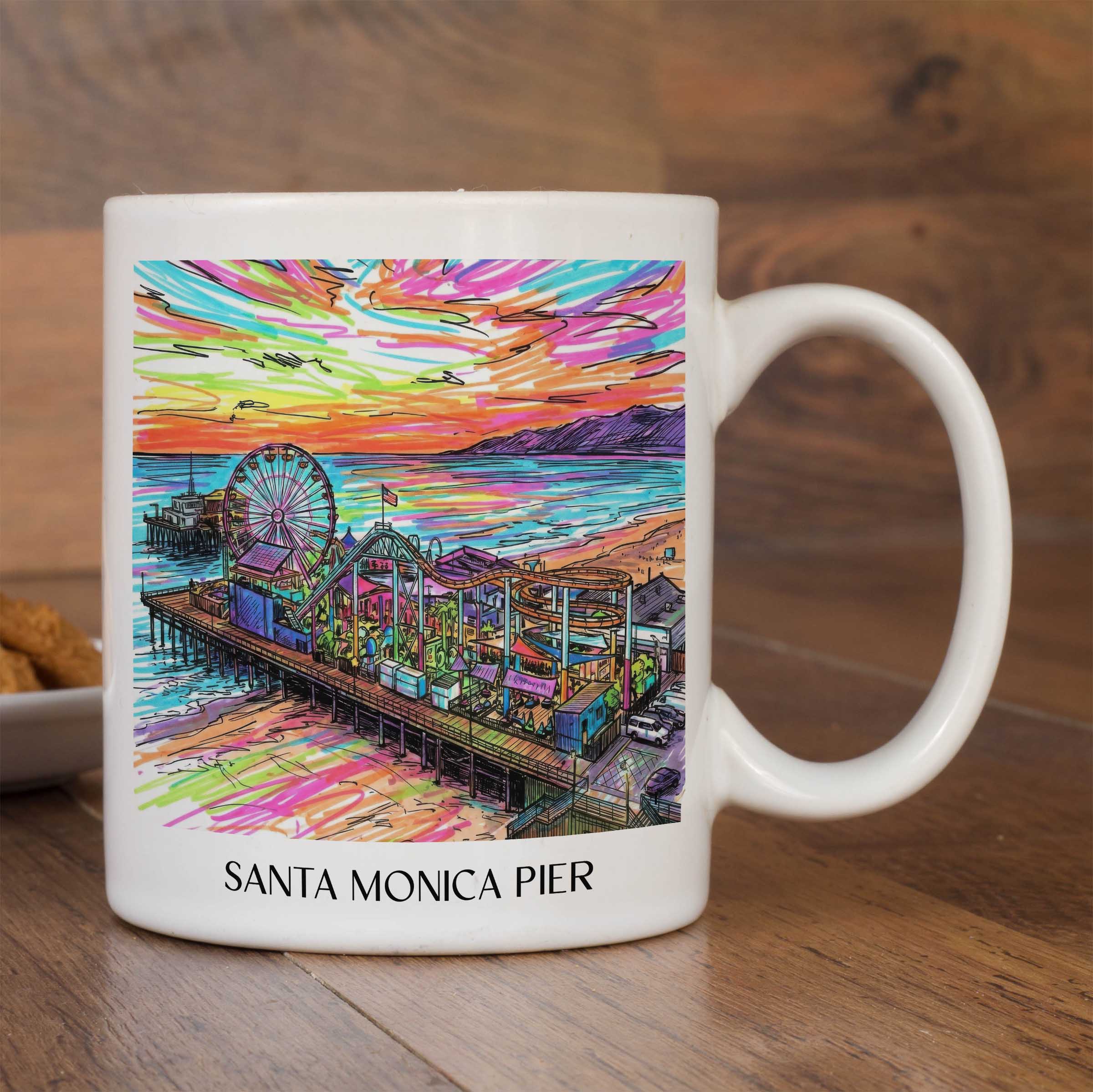 santa-monica-pier-californien-usa-kaffeebecher-graffiti