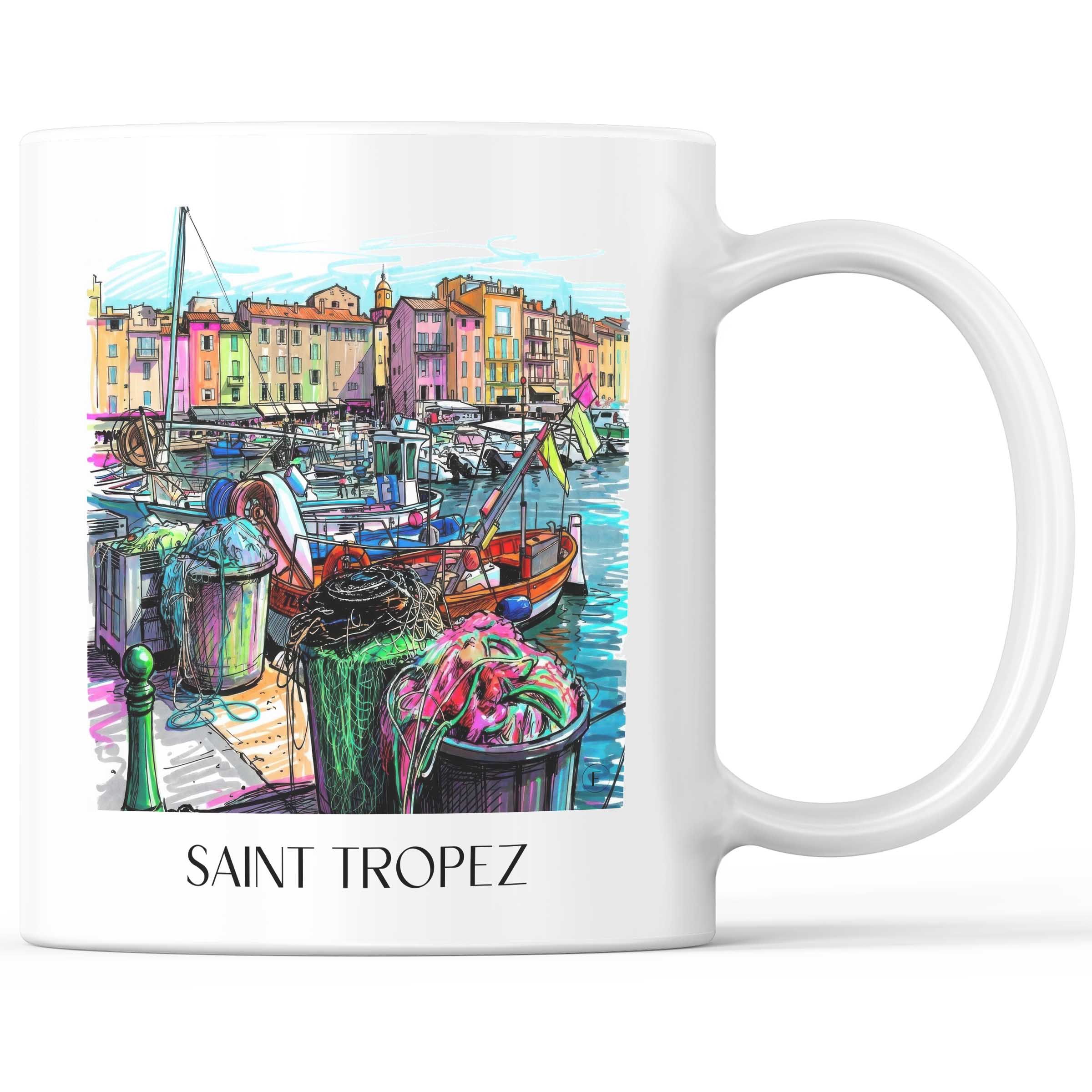 Saint Tropez - Frankreich Becher - Kaffeetasse im Tag Graffiti Stil