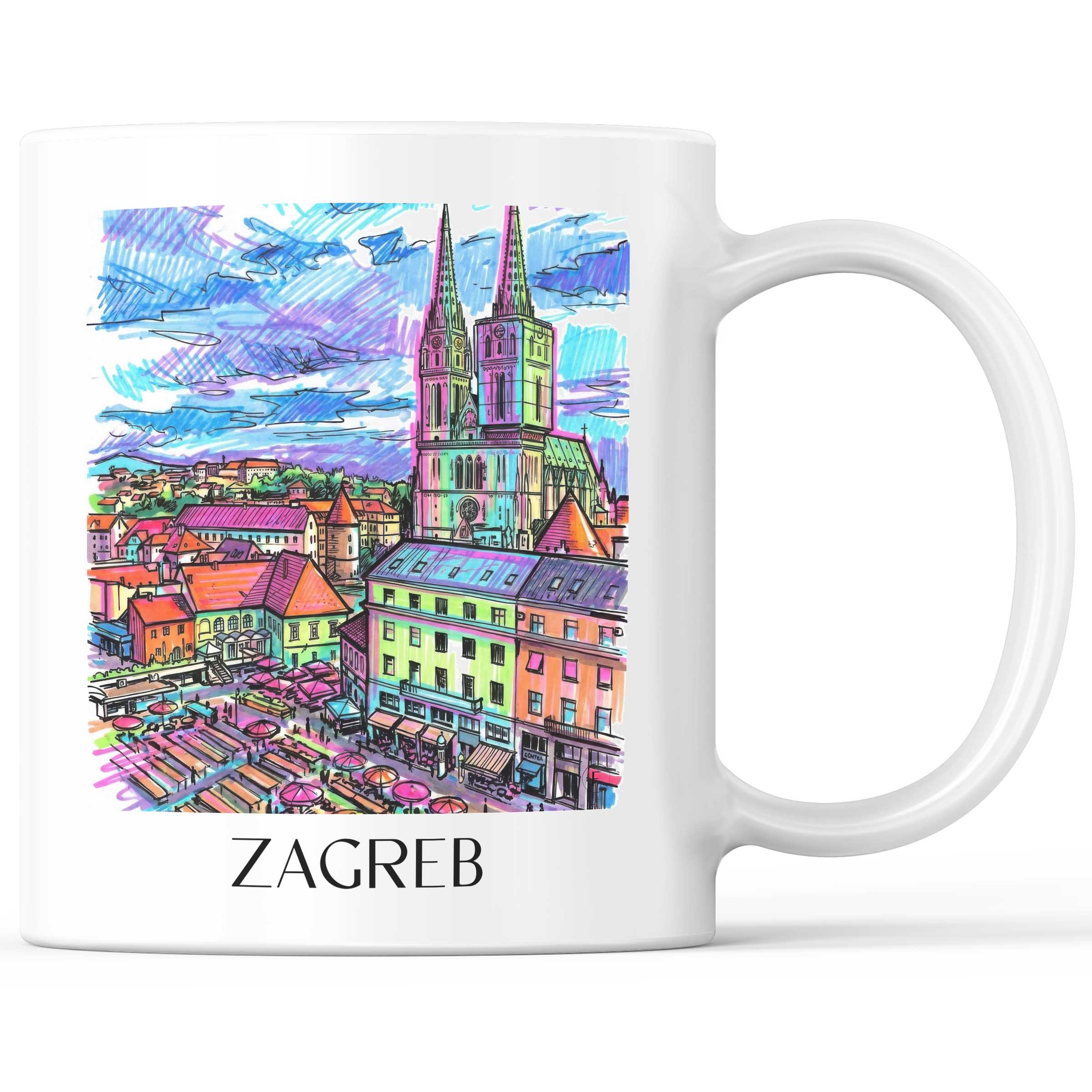 Zagreb - Kroatien Becher - Kaffeetasse im Tag Graffiti Stil