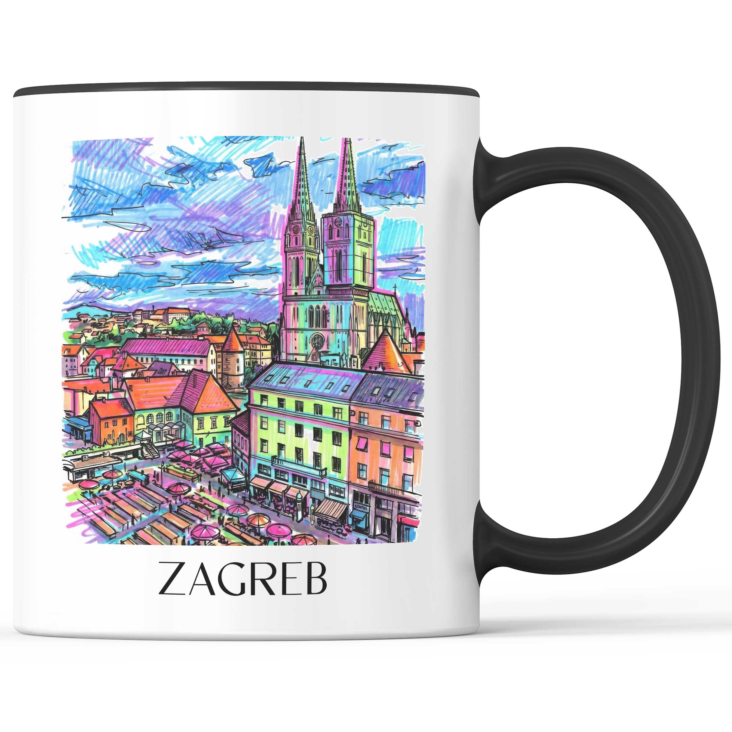 Zagreb - Kroatien Becher - Kaffeetasse im Tag Graffiti Stil