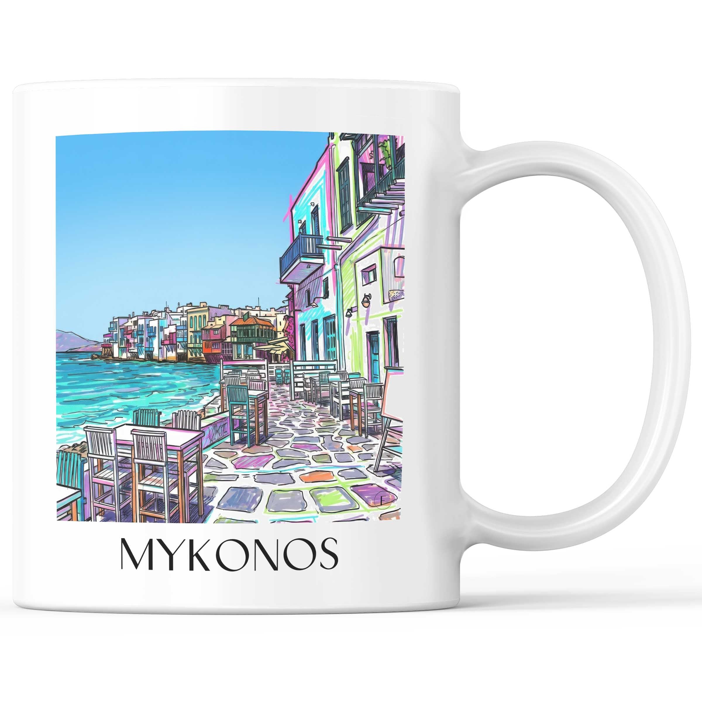 Mykonos - Griechenland Becher - Kaffeetasse im Tag Graffiti Stil