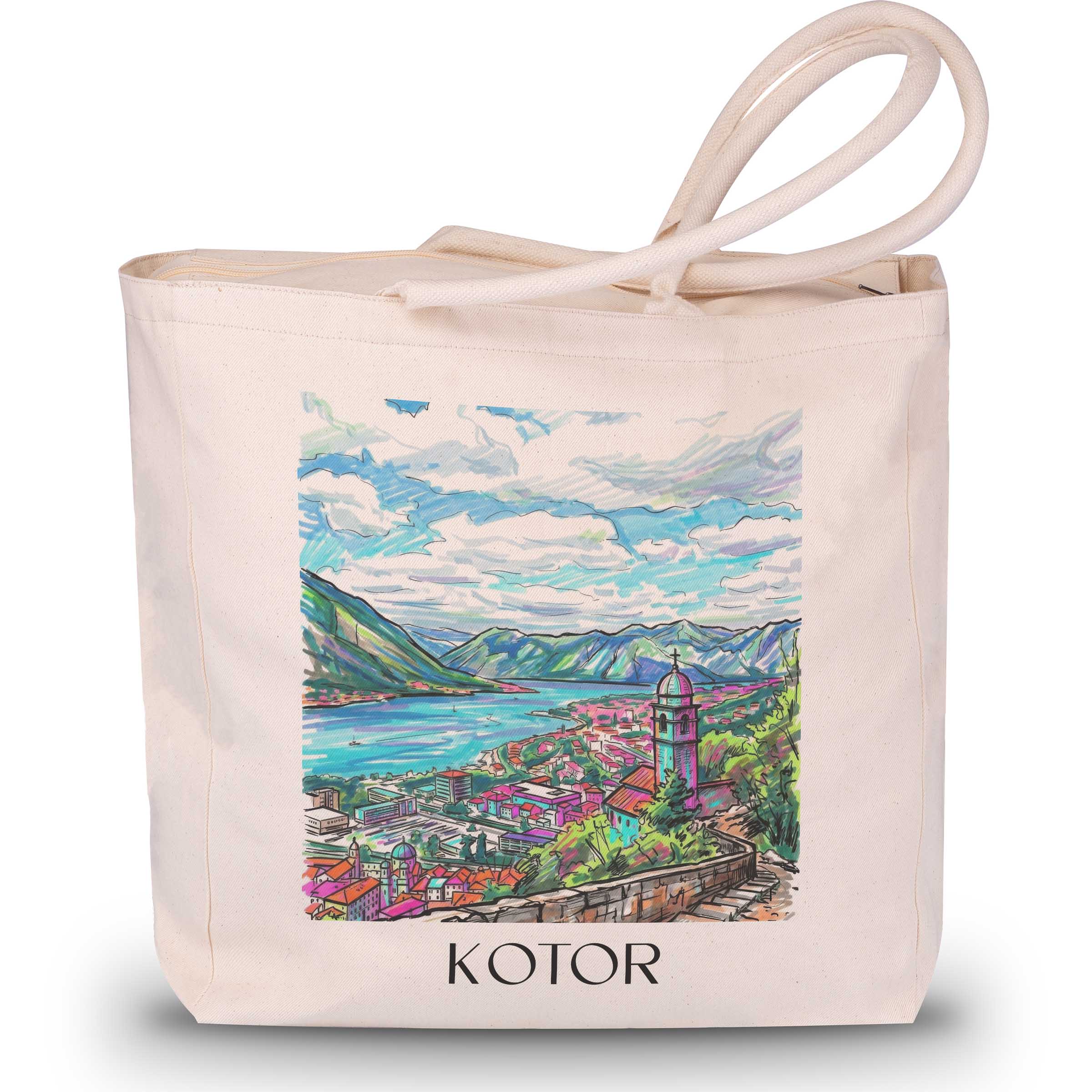Kotor - Montenegro Tote Bag - Einkaufstasche im Tag Graffiti Stil