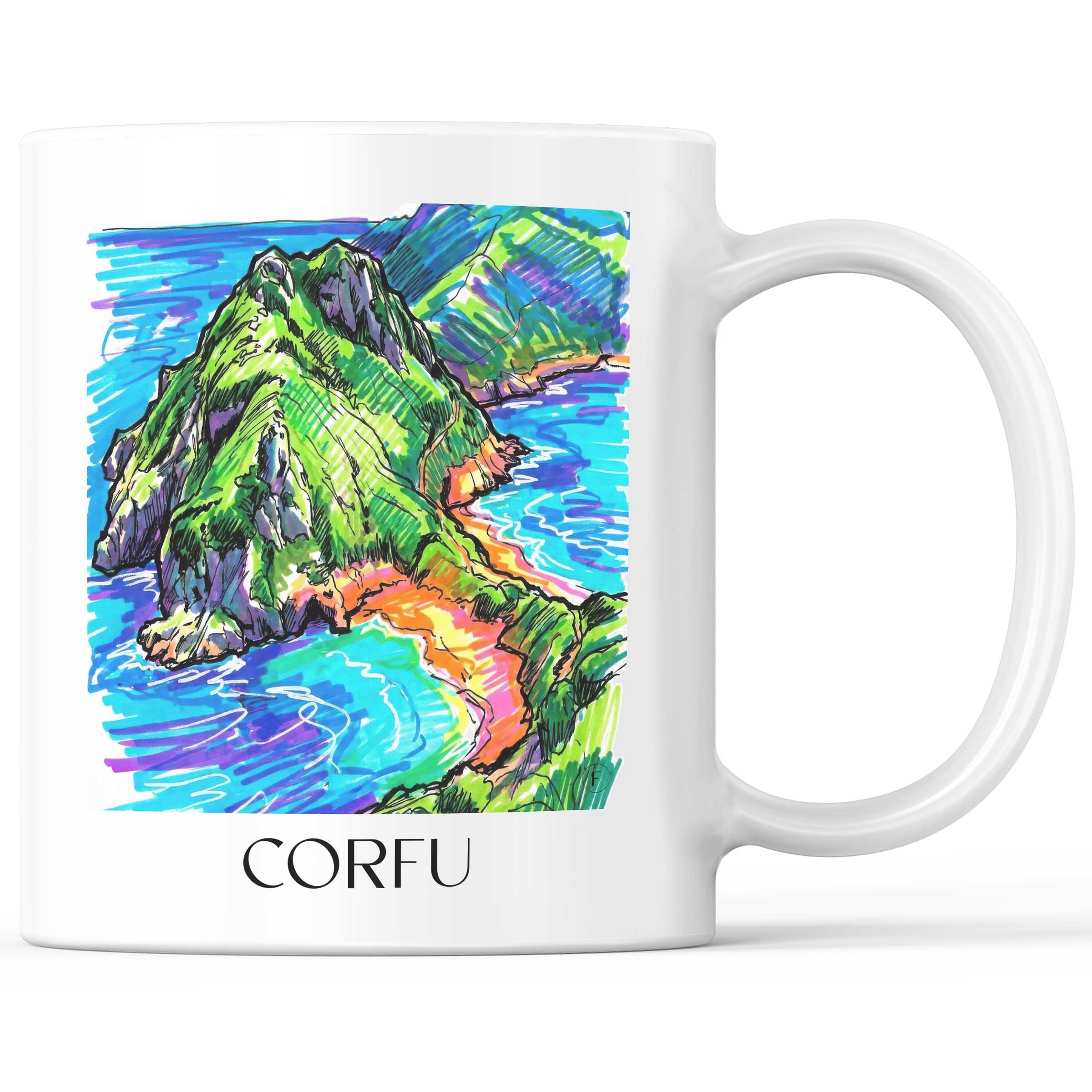 Korfu - Griechenland Becher - Kaffeetasse im Tag Graffiti Stil