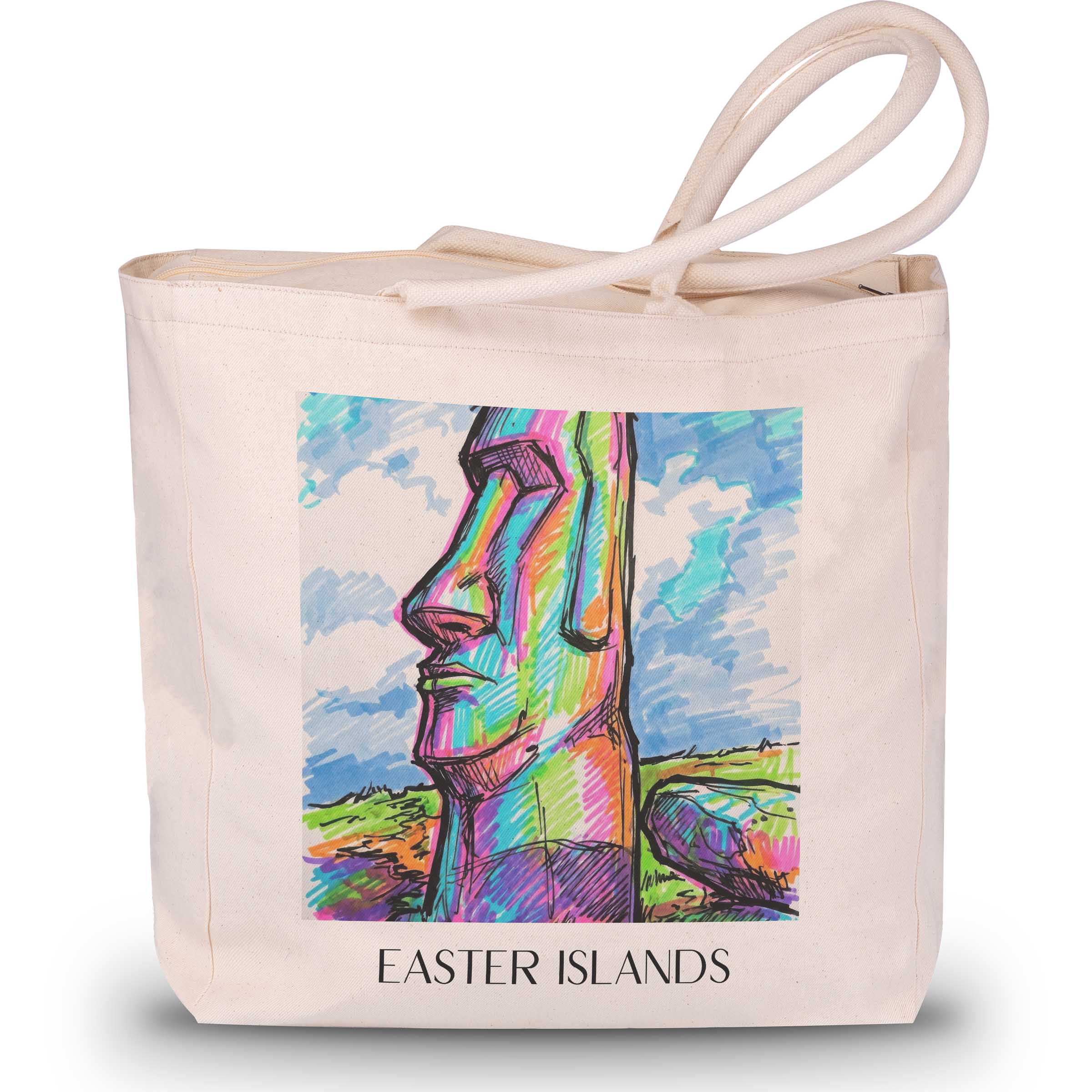 Oster Inseln - Chile Tote Bag - Einkaufstasche im Tag Graffiti Stil