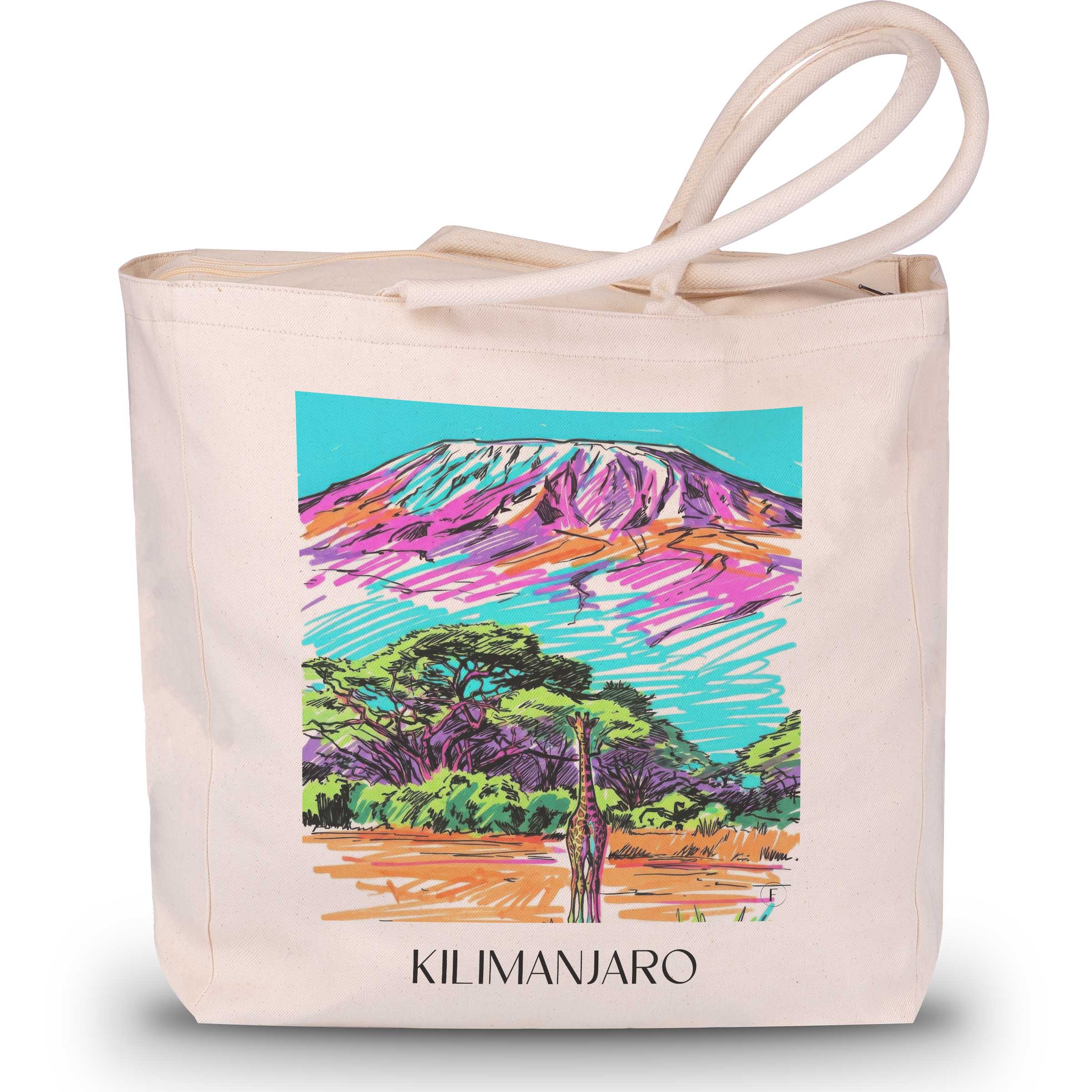 Kilimandscharo - Tansania Tote Bag - Einkaufstasche im Tag Graffiti Stil
