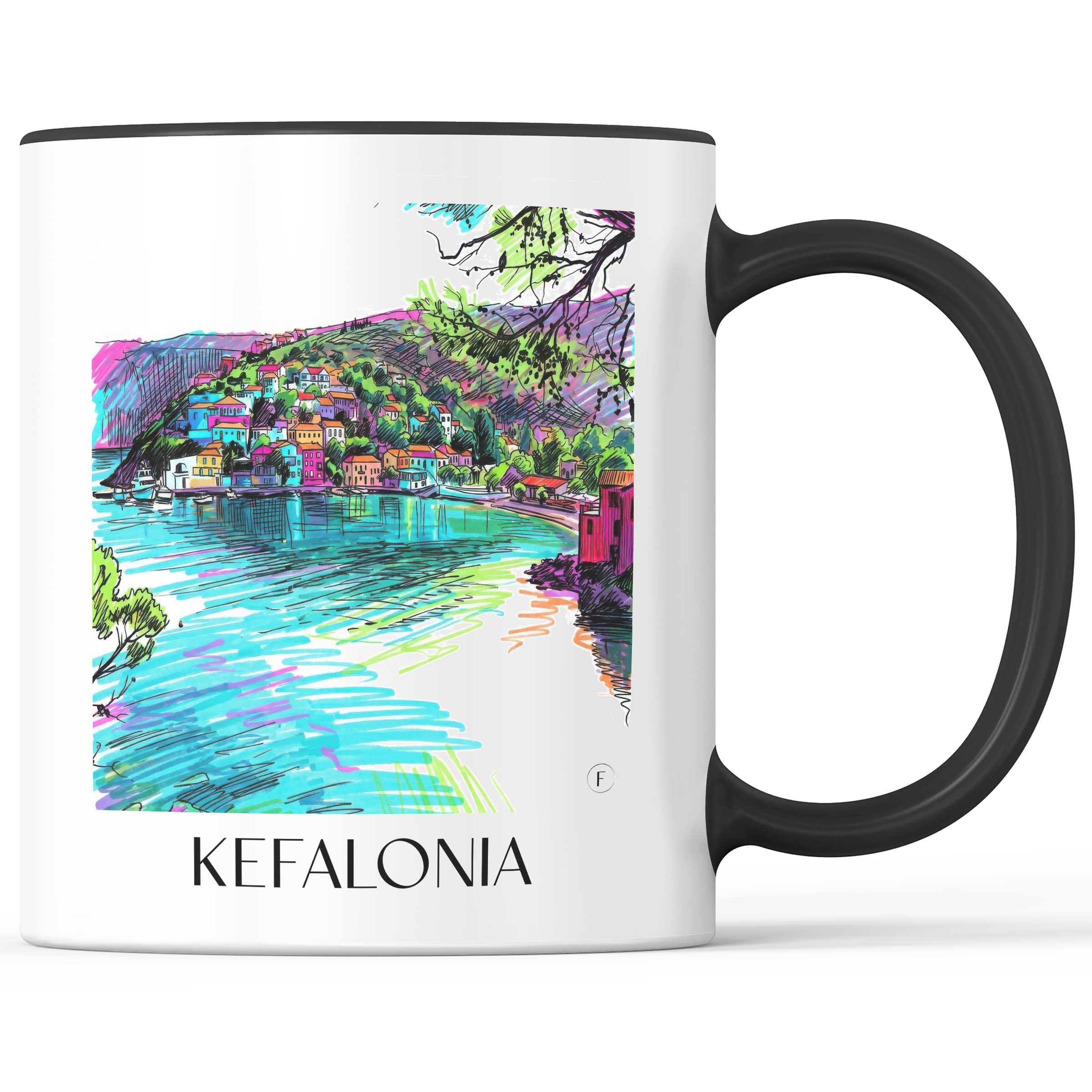 Kefalonia - Griechenland Becher - Kaffeetasse im Tag Graffiti Stil