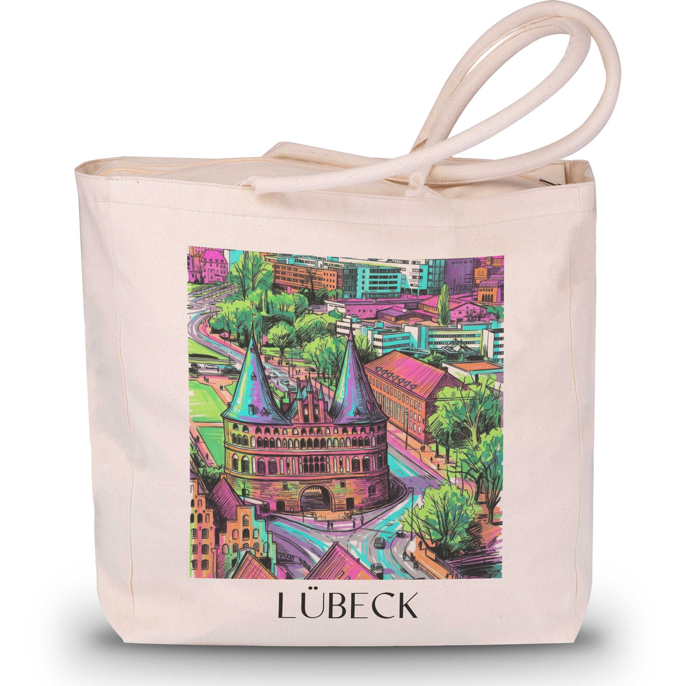 Lübeck - Deutschland Tote Bag - Einkaufstasche im Tag Graffiti Stil
