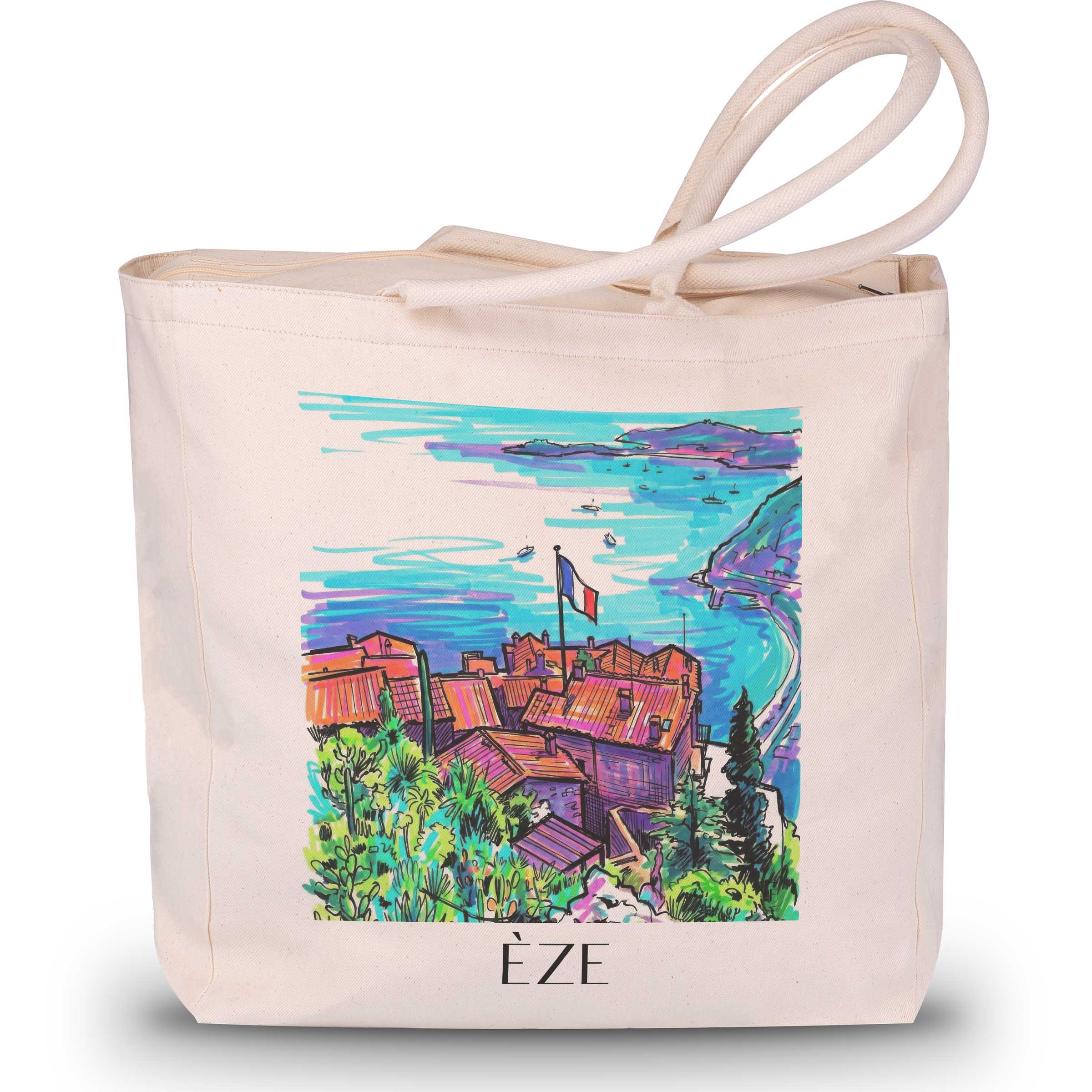 Èze - Frankreich Tote Bag - Einkaufstasche im Tag Graffiti Stil