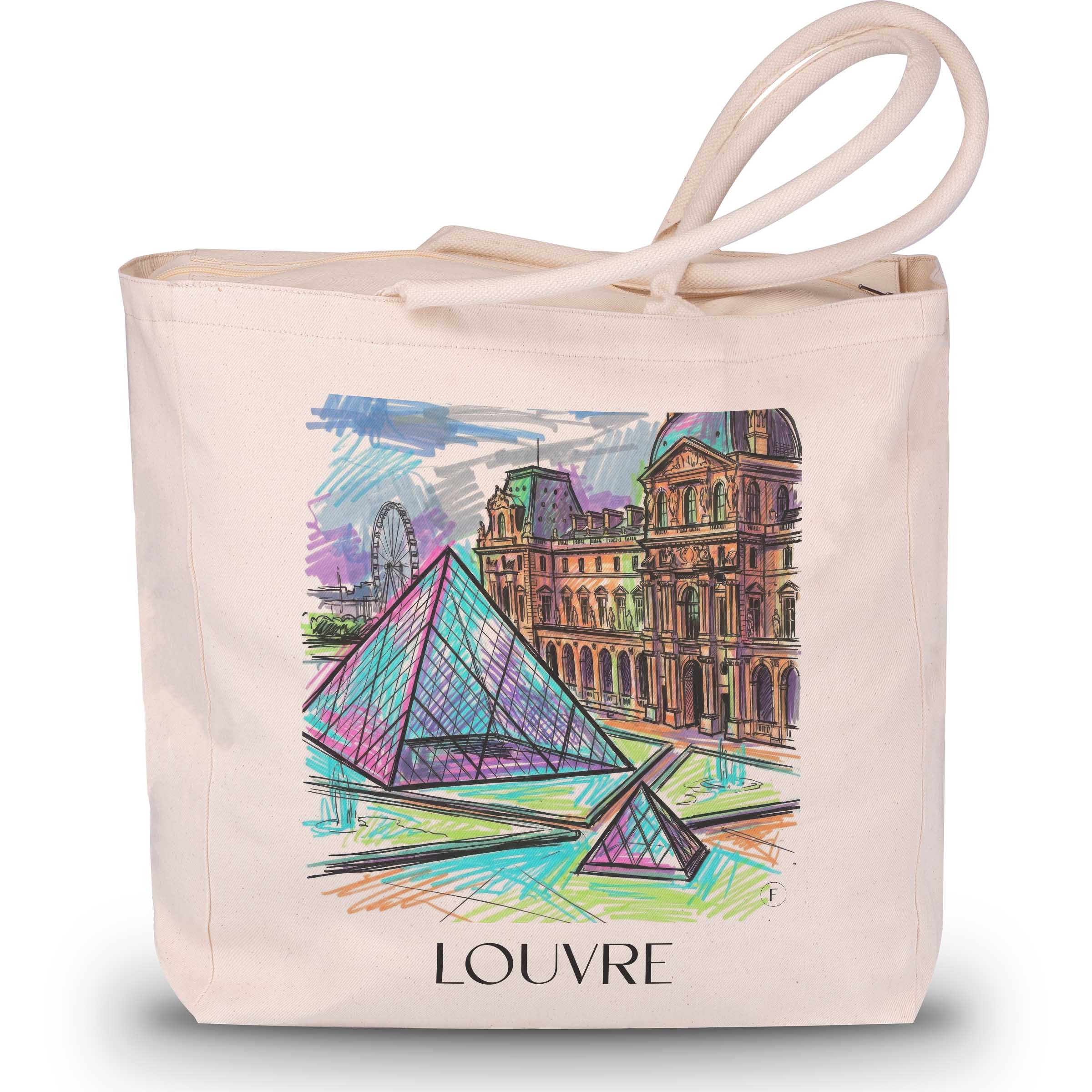 Louvre Shopping Tasche - Paris - Frankreich Tote Bag - Einkaufstasche im Tag Graffiti Stil